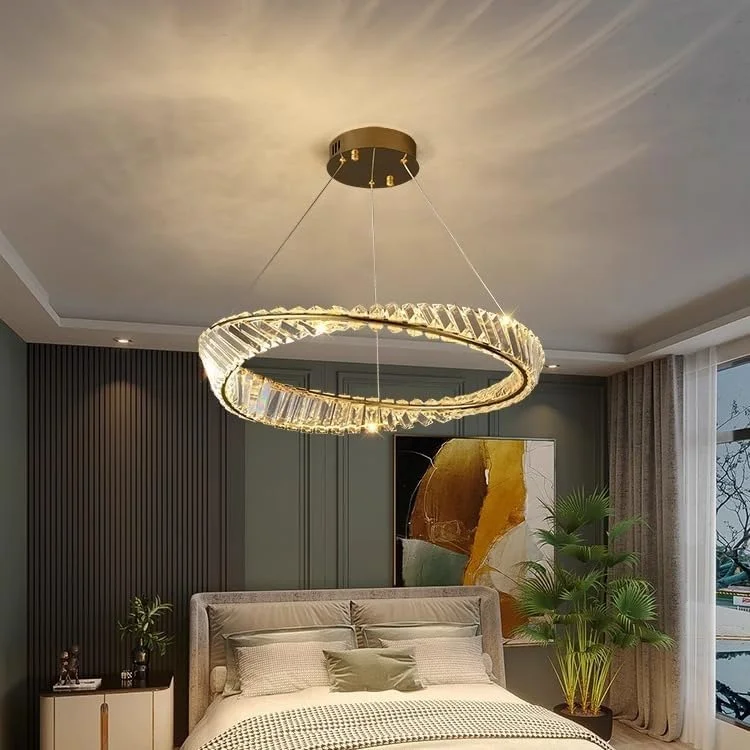 لوستر کریستالی شیک و چشم نواز به سبک ایتالیایی، مناسب برای ویلا، اتاق خواب، اتاق نشیمن و اتاق غذاخوری، سفید - تک لایه 40 سانتی متر