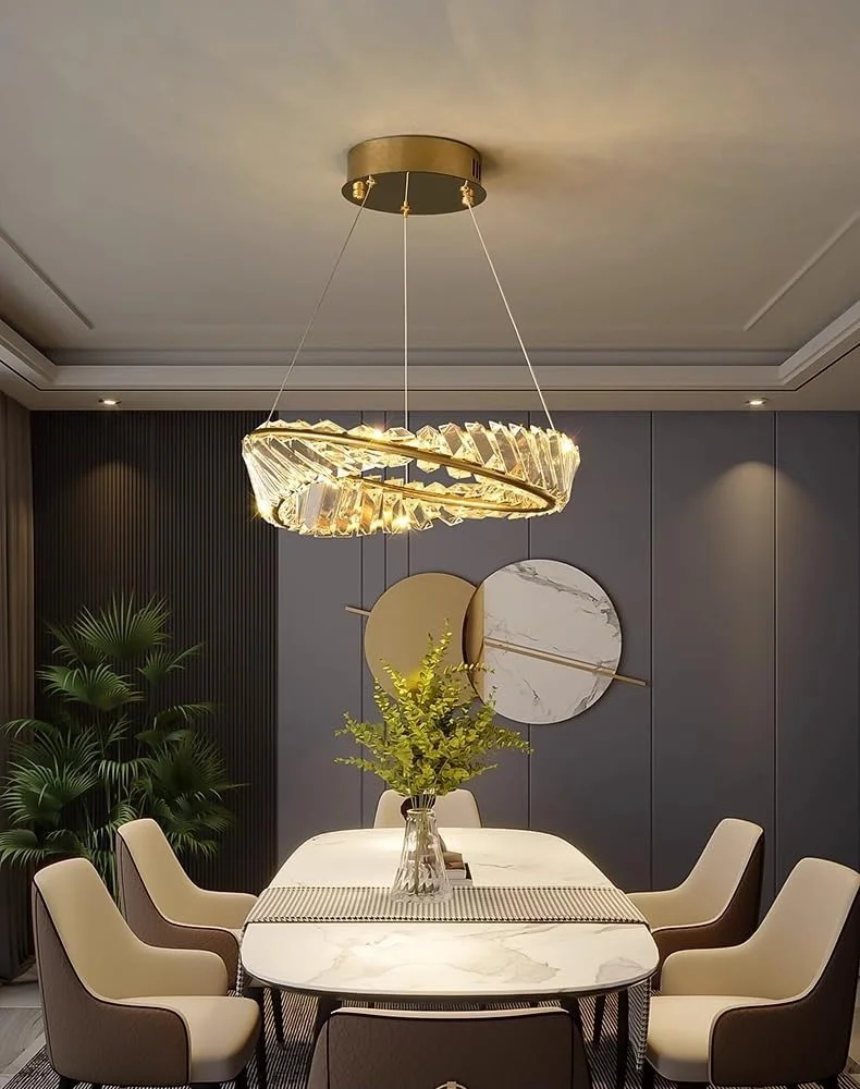 لوستر کریستالی شیک و چشم نواز به سبک ایتالیایی، مناسب برای ویلا، اتاق خواب، اتاق نشیمن و اتاق غذاخوری، سفید - تک لایه 40 سانتی متر