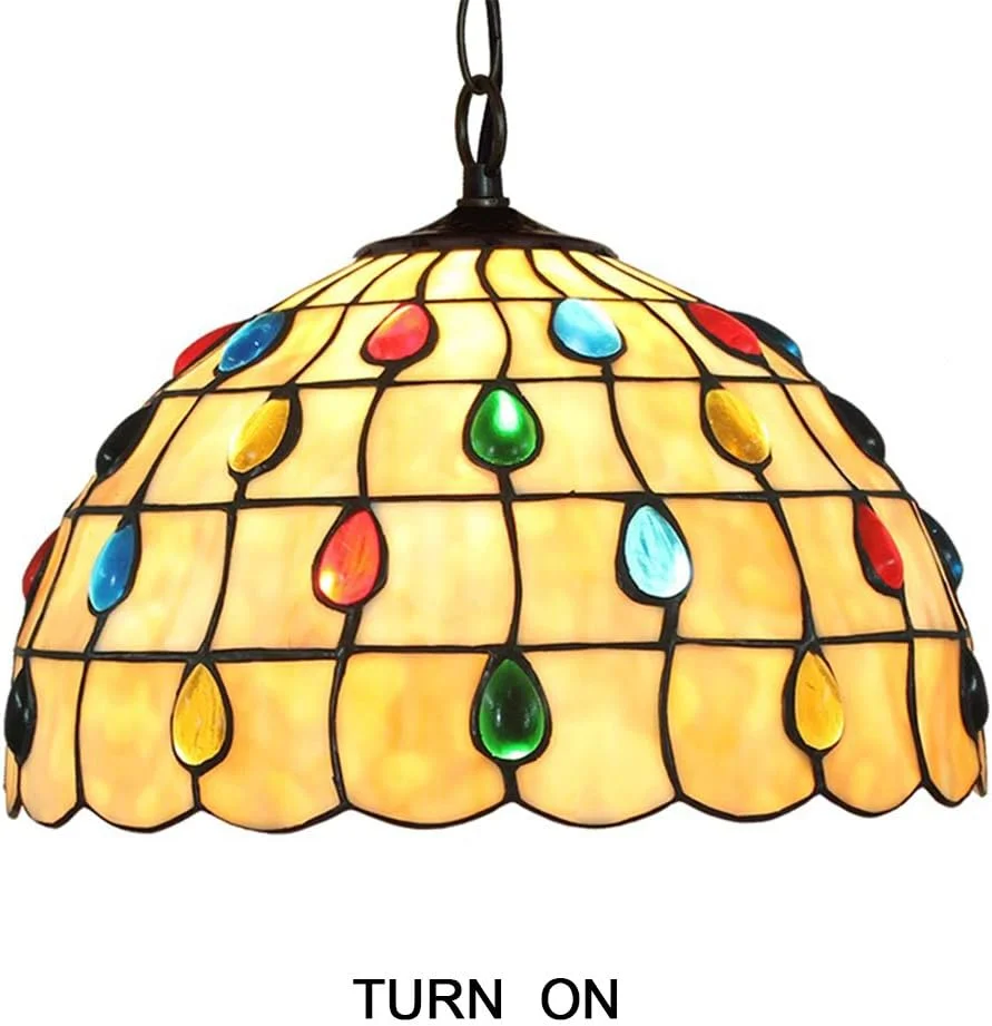 چراغ آویز به سبک تیفانی، لوستر شیشه ای رنگی خلاقانه اروپایی با تزئینات مهره ای، چراغ آویز اتاق خواب، اتاق نشیمن، اتاق غذاخوری، ایوان، راهرو، بالکن، چراغ های بار 12 اینچی چراغ آویز به سبک تیفانی، لوستر شیشه ای رنگی خلاقانه اروپایی با تزئینات مهره ای، چراغ آویز اتاق خواب، اتاق نشیمن، اتاق غذاخوری، ایوان، راهرو، بالکن، چراغ های بار 12 اینچی
