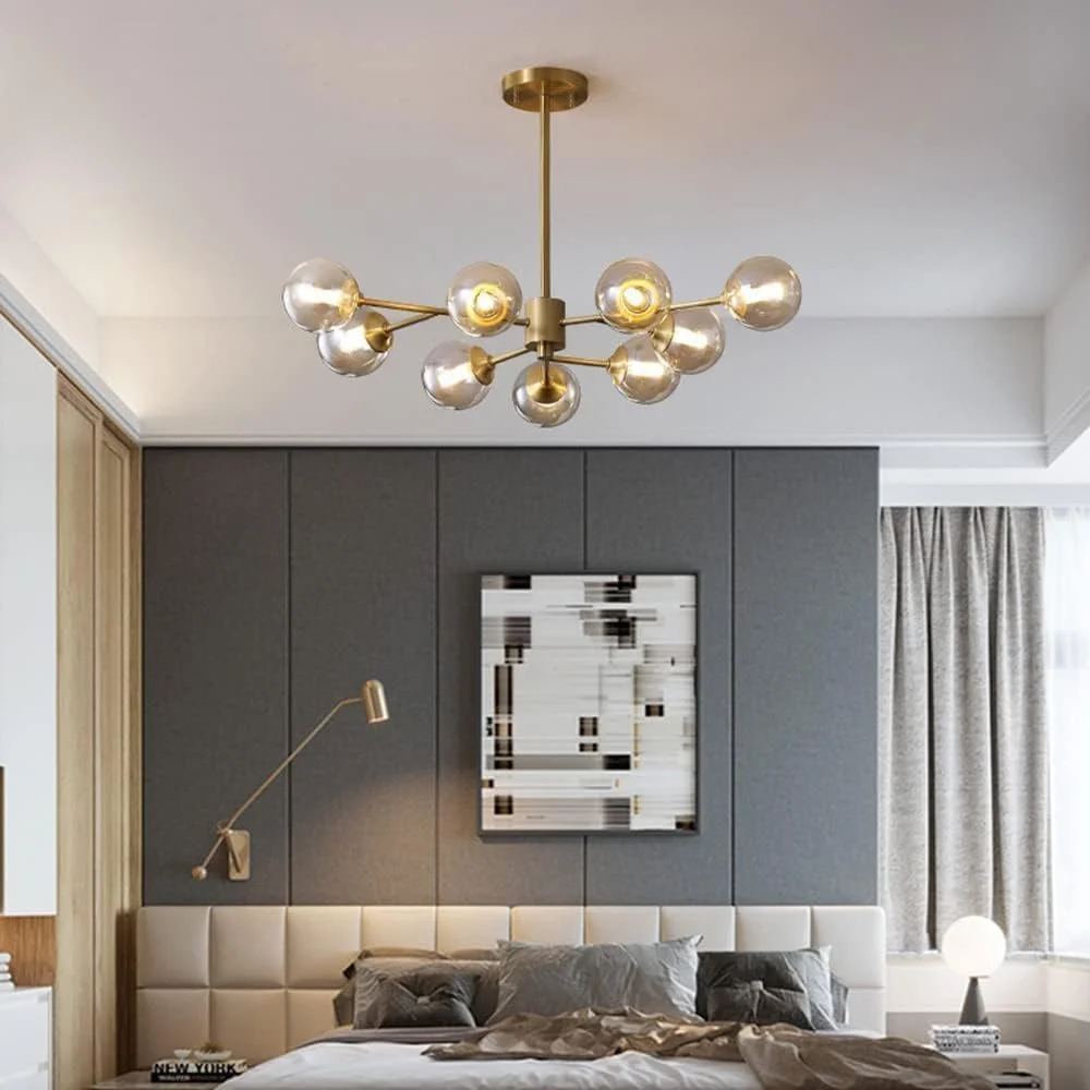 چراغ سقفی لوستر سایه شیشه ای فلزی، چراغ آویز نیمه فلاش، آویز چراغ آویز اواسط قرن، لوستر