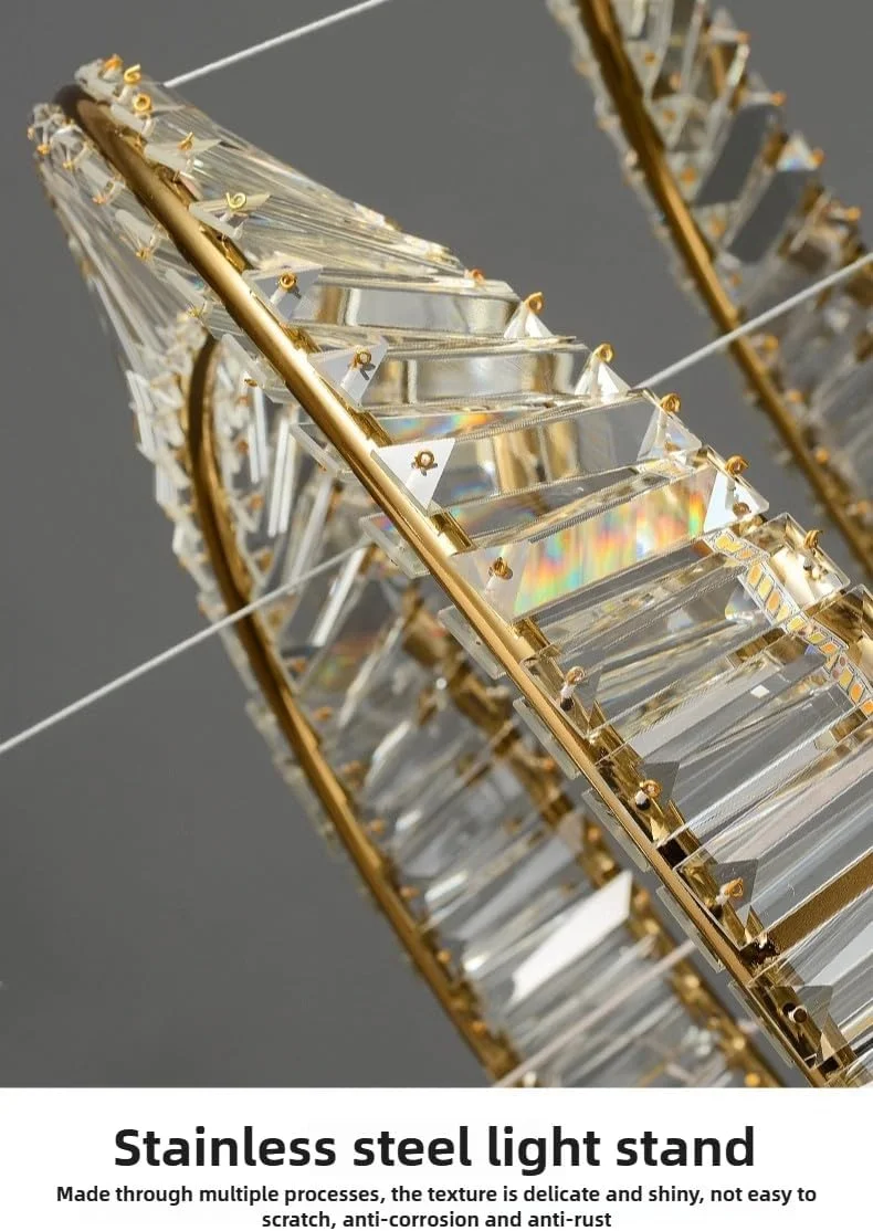 لوستر کریستالی به سبک ایتالیایی، شیک و چشم نواز، مناسب برای ویلا، اتاق خواب، اتاق نشیمن و اتاق غذاخوری، سفید - سه لایه 80 + 60 + 40 سانتی متر