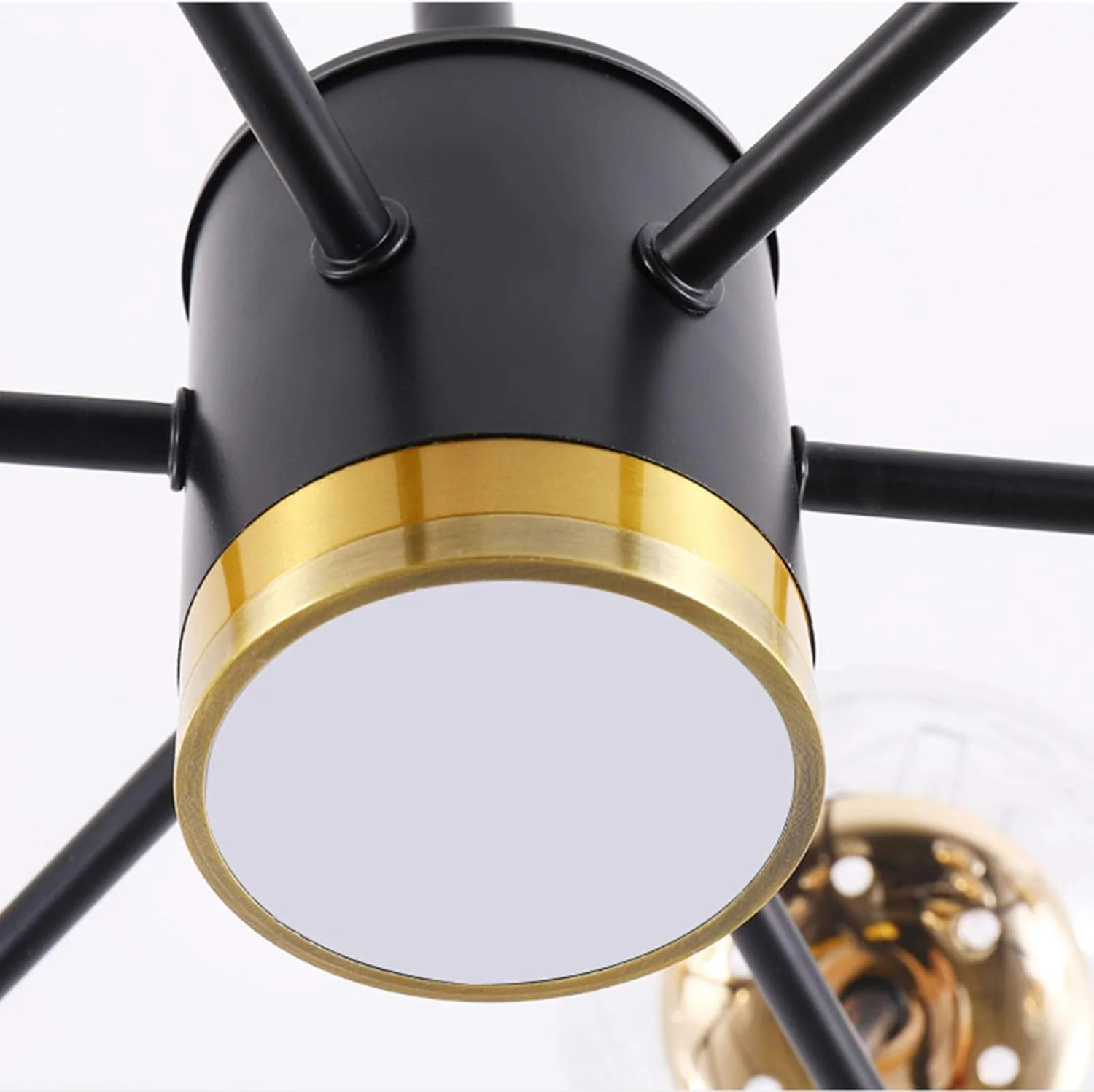 لوستر شیشه ای تزئینی E27، چراغ حبابی جادویی آلومینیومی ساده، لامپ های مولکولی اتمسفریک، اتاق نشیمن، اتاق غذاخوری، اتاق خواب - مشکی و طلایی، دکور مدرن، مشکی و طلایی - 12 سر