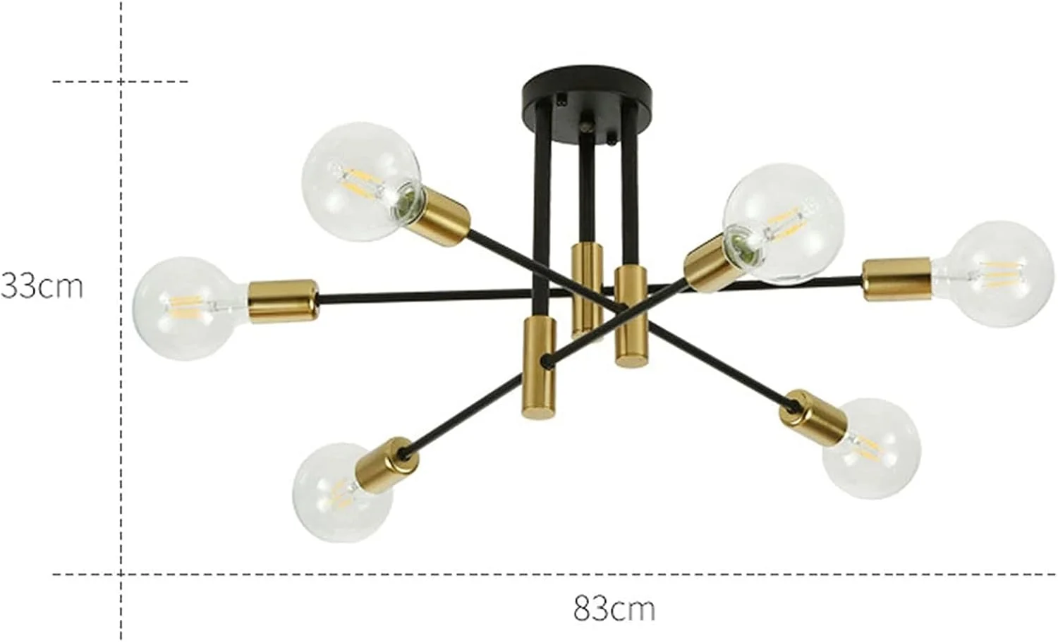 لوستر مدرن فلزی 6 شاخه، چراغ سقفی نیمه فلاش، چراغ آویز صنعتی مناسب اتاق خواب، آشپزخانه، ناهارخوری، نشیمن، سبک قدیمی و بادوام با سرپیچ E26