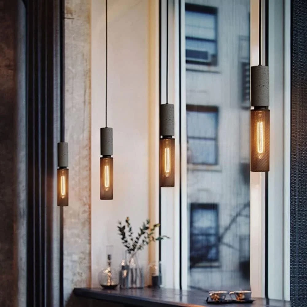 چراغ آویز سیمانی - سایه فلزی صنعتی 35 سانتی متری برای اتاق ناهارخوری و آشپزخانه