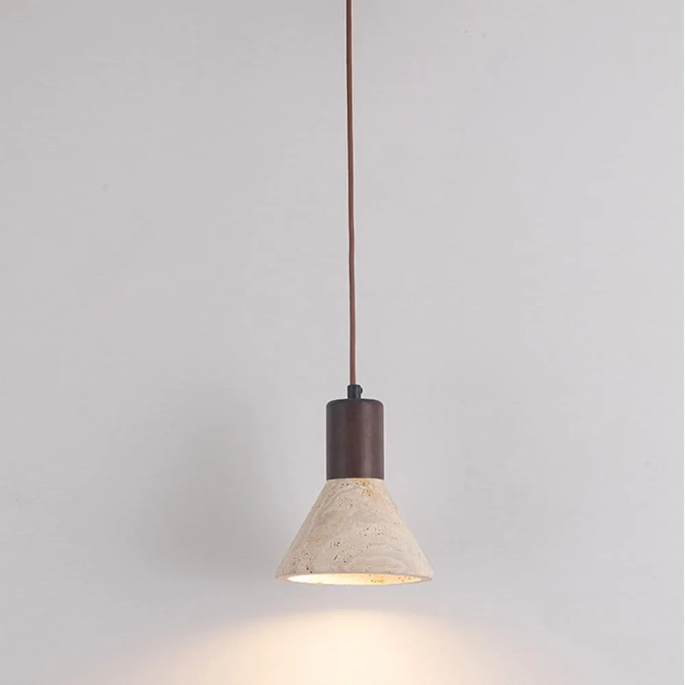 لوستر کوچک تراورتن زرد - آویز طبیعی، نور ال ای دی گرم 3000K برای اتاق خواب، اتاق نشیمن و راهرو