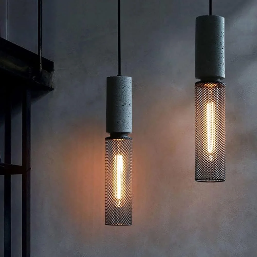 چراغ آویز سیمانی - سایه فلزی صنعتی 35 سانتی متری برای اتاق ناهارخوری و آشپزخانه