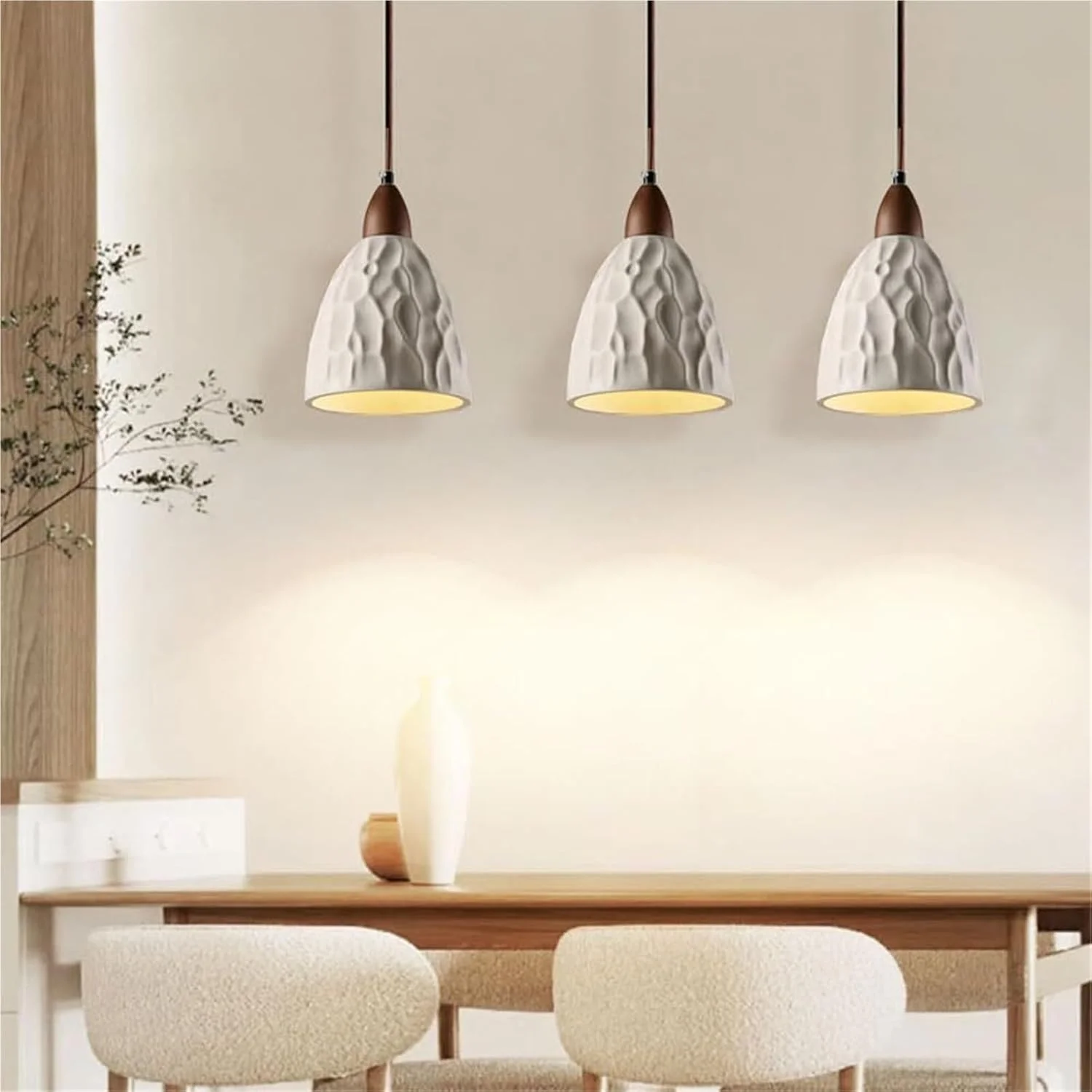 چراغ آویز بتنی صنعتی با تزیینات چوبی - چراغ آویز برای جزیره آشپزخانه و مناطق غذاخوری