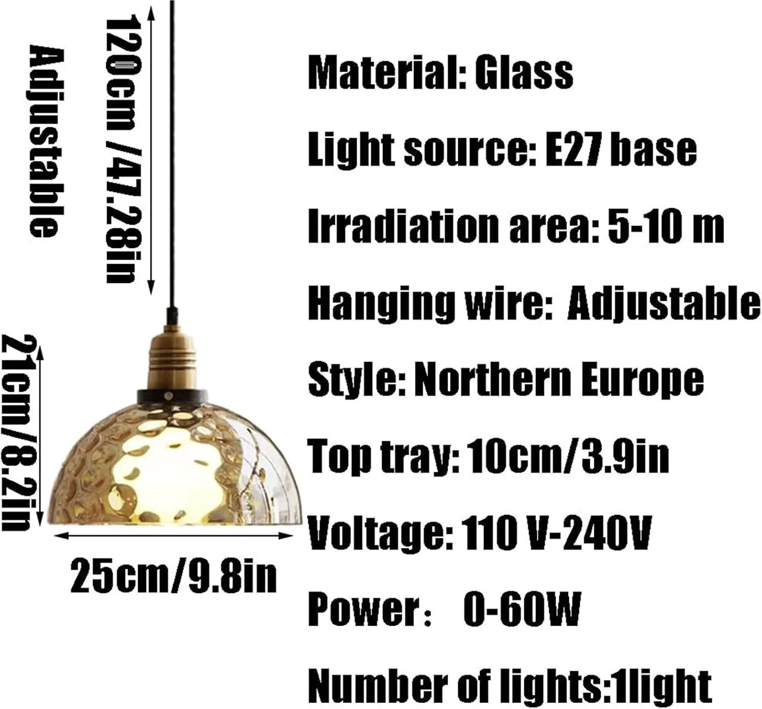 چراغ آویز شیشه ای موج دار رترو آمریکایی - لوستر سقفی مناسب برای دکوراسیون رستوران، هتل و آشپزخانه