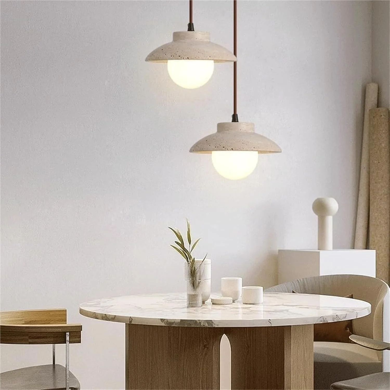 چراغ آویز طبیعی ظریف با کلاهک شیشه ای - لوستر رترو E27 برای اتاق ناهارخوری و اتاق خواب