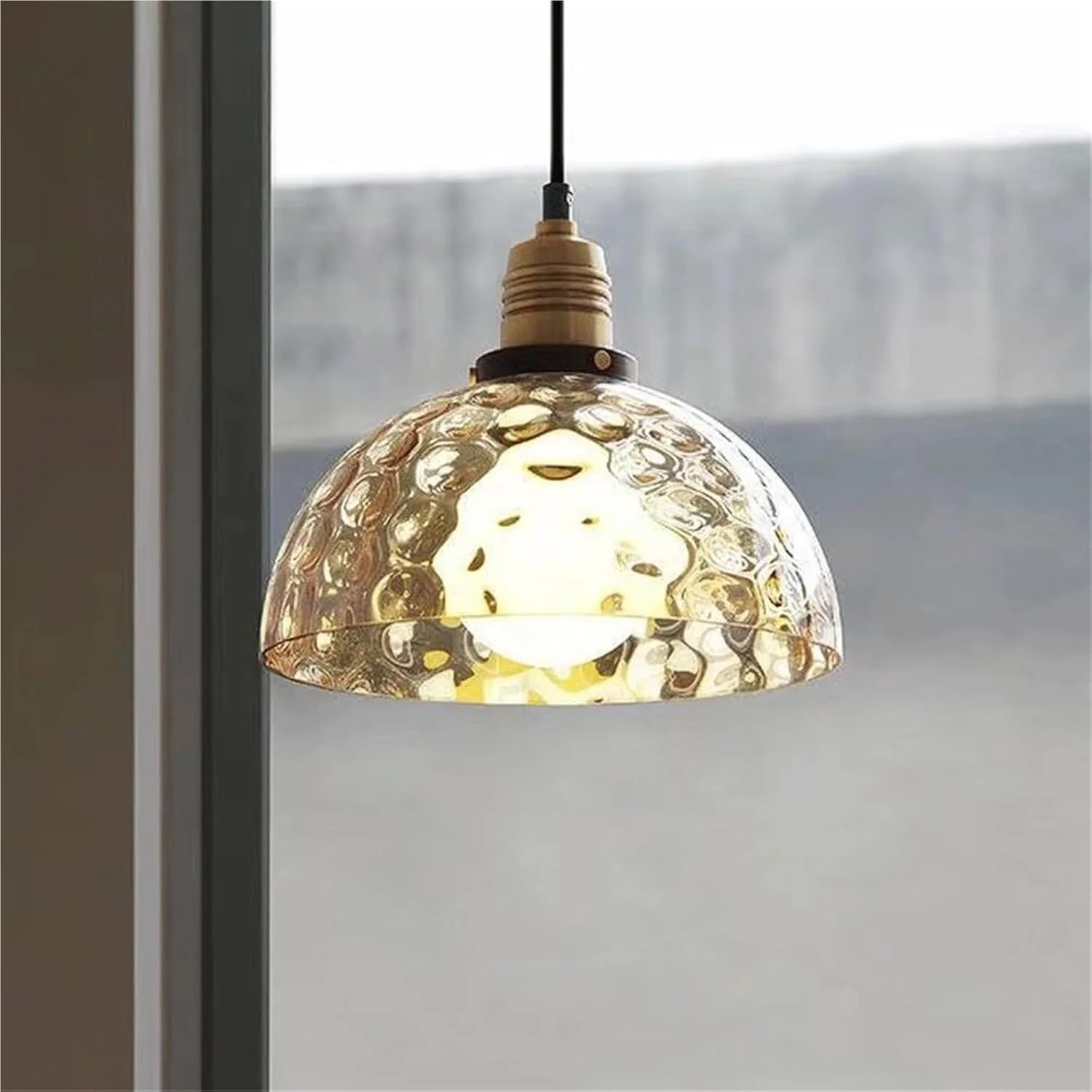 چراغ آویز شیشه ای موج دار رترو آمریکایی - لوستر سقفی مناسب برای دکوراسیون رستوران، هتل و آشپزخانه