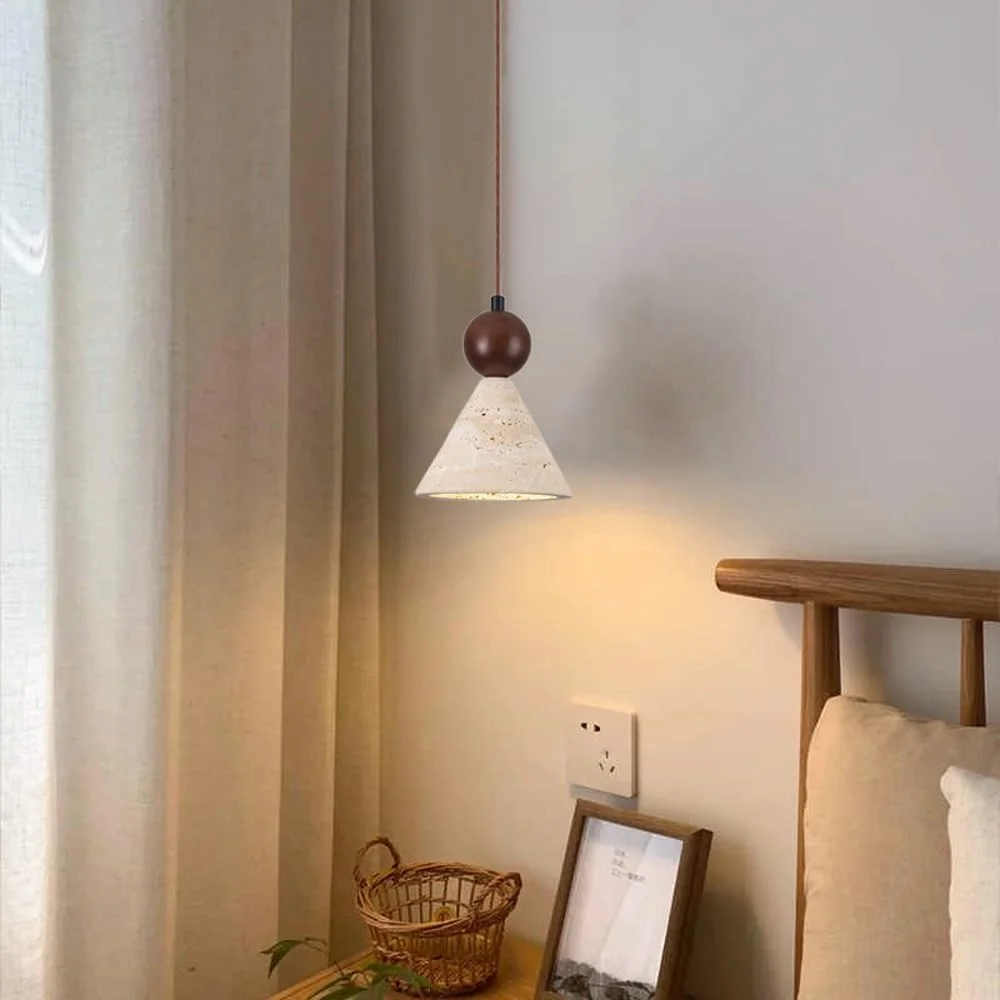 لوستر تراورتن زرد 13 سانتی متری - آویز داخلی با نور گرم E26 برای خانه و رستوران