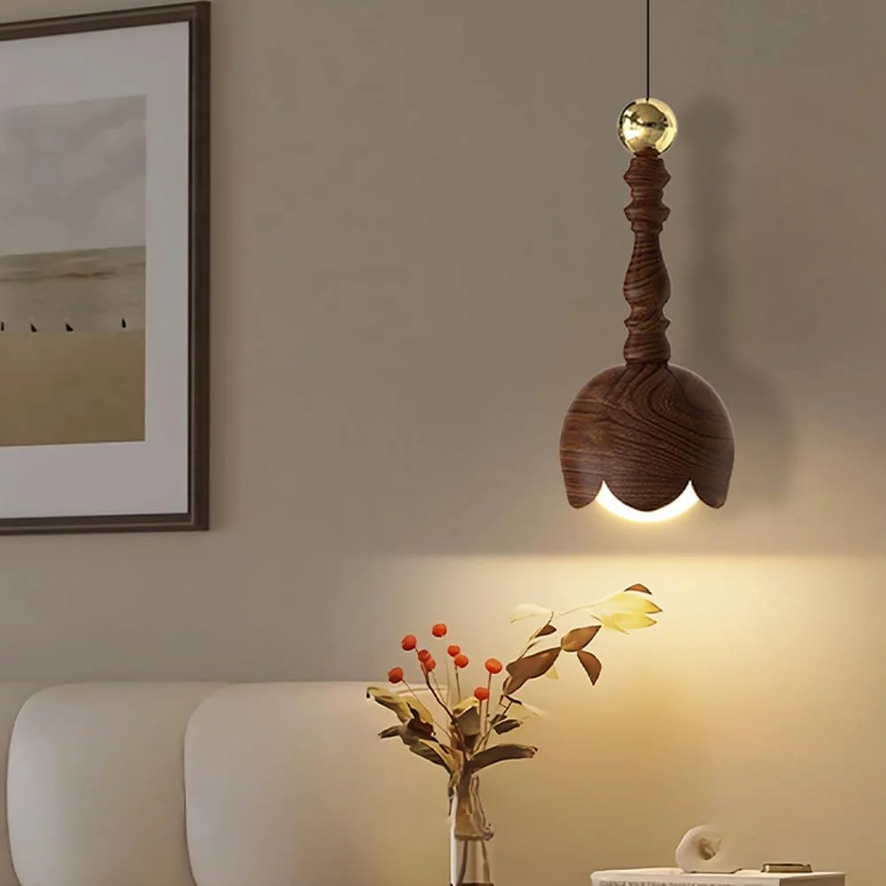 چراغ آویز گردویی TCHAUSGZZD - لوستر ال ای دی با ارتفاع قابل تنظیم برای آشپزخانه، ناهارخوری و اتاق نشیمن