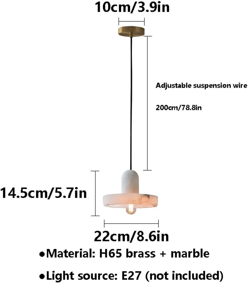 چراغ آویز مینیمالیستی E27 - لوستر مرمر طبیعی برای اتاق ناهارخوری، کافه، رستوران و موارد دیگر چراغ آویز مینیمالیستی E27 - لوستر مرمر طبیعی برای اتاق ناهارخوری، کافه، رستوران و موارد دیگر