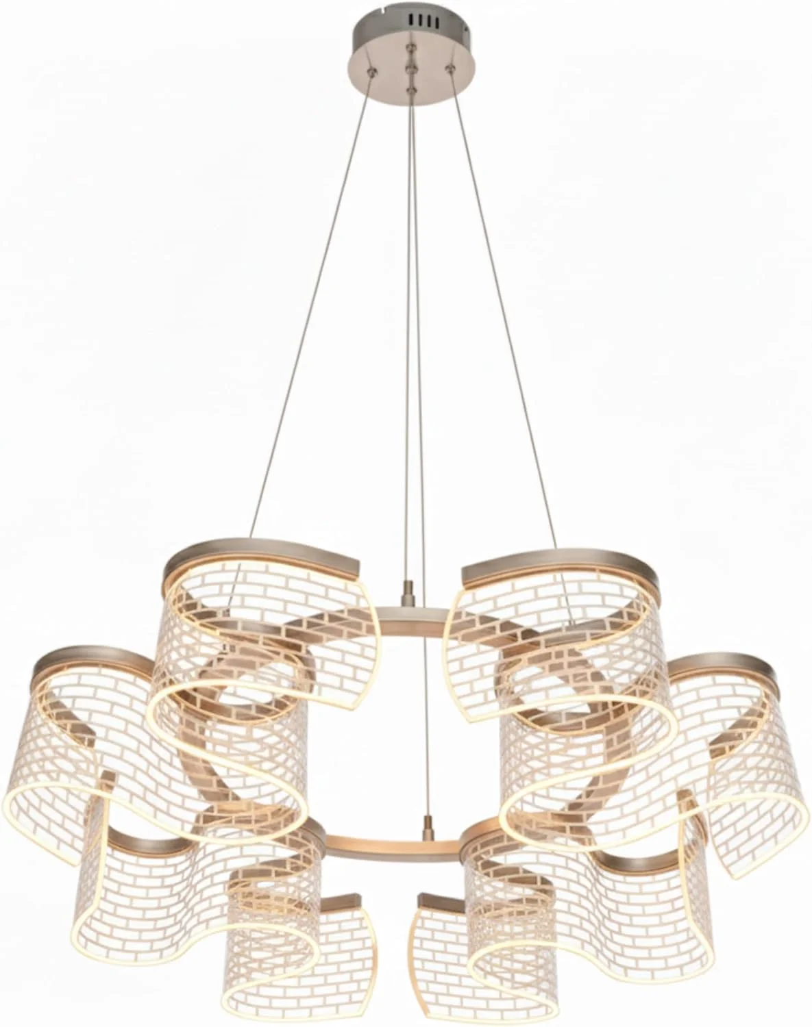 لوستر مدرن LED شیشه منحنی ALFRIDAY، دیمر دار، LED قابل تعویض، پرداخت برنجی برس خورده، 3-CCT 3000/4000/6500K، کنترل از راه دور لوستر مدرن LED شیشه منحنی ALFRIDAY، دیمر دار، LED قابل تعویض، پرداخت برنجی برس خورده، 3-CCT 3000/4000/6500K، کنترل از راه دور