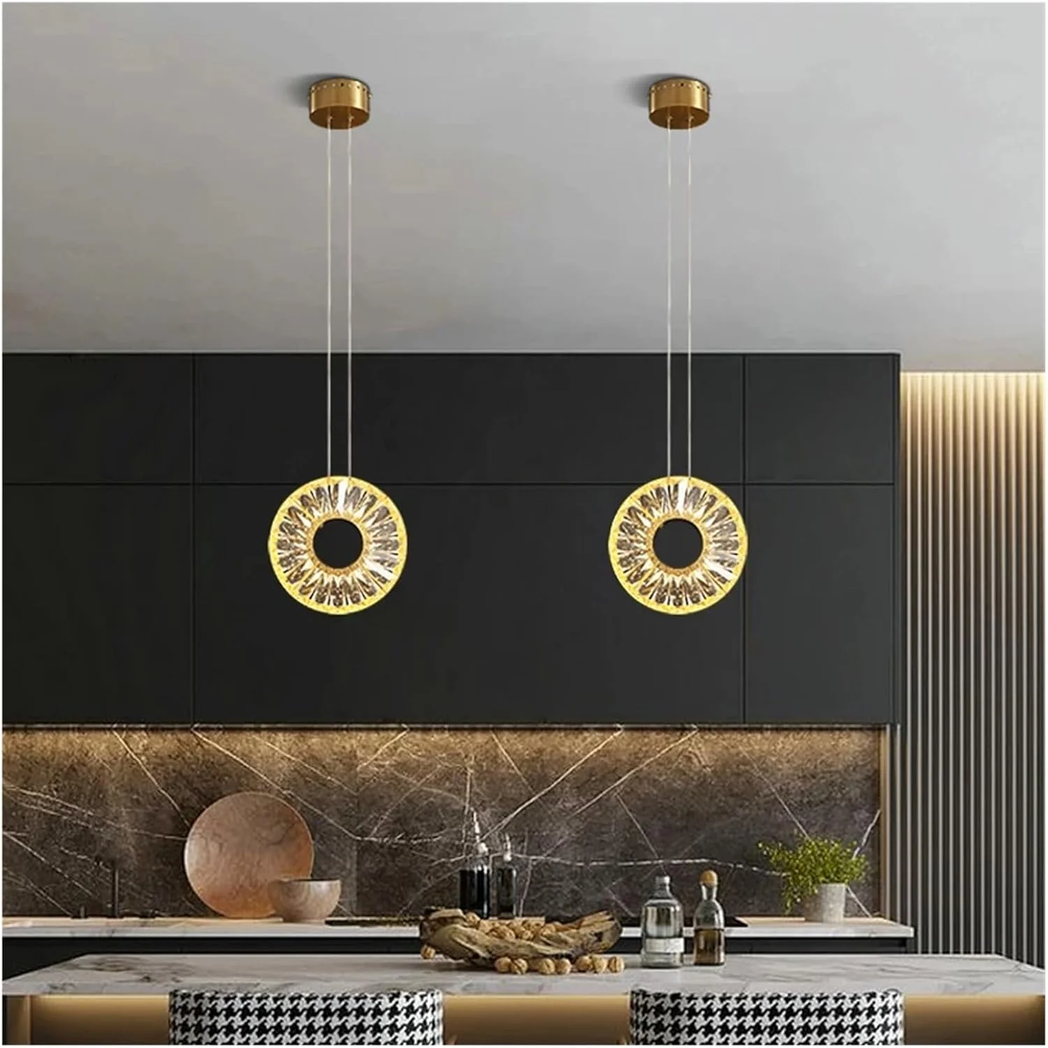 لوستر مسی اتاق ناهارخوری کریستالی لوکس مدرن 3 کلاهک بشقابی اتاق خواب تختخواب بار LED، لوستر