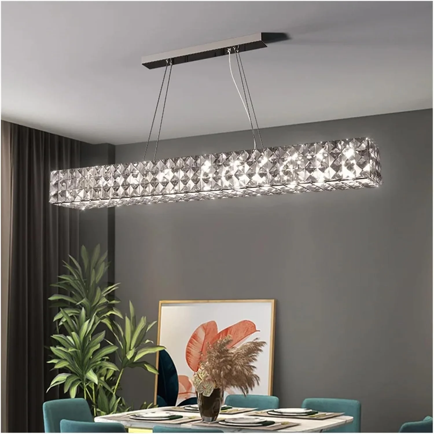 لوستر مستطیلی کریستالی ال ای دی دیمر پذیر طلایی مدرن، سازگار با چراغ سقفی، دکور مدرن، تک رنگ - طول 60 سانتی متر لوستر مستطیلی کریستالی ال ای دی دیمر پذیر طلایی مدرن، سازگار با چراغ سقفی، دکور مدرن، تک رنگ - طول 60 سانتی متر