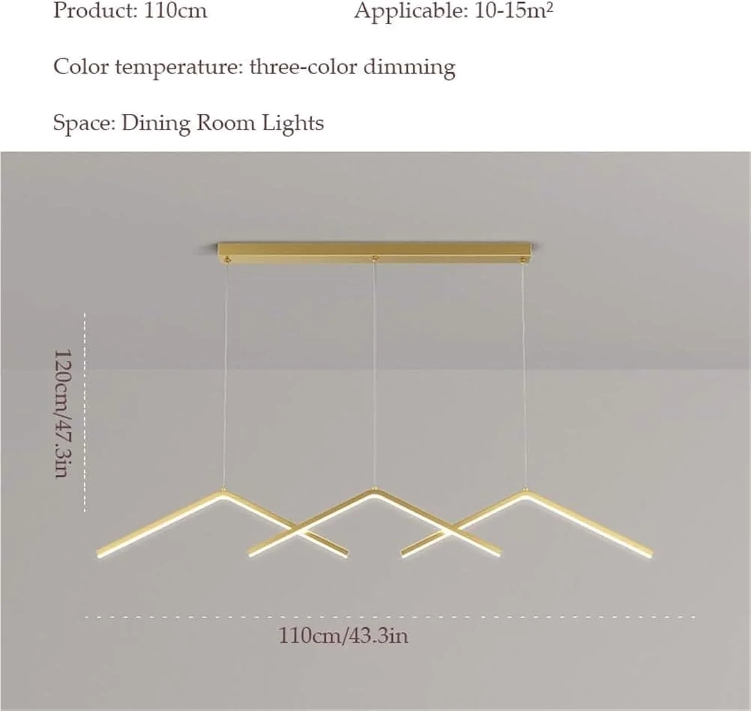 چراغ آویز خطی دیمر دار، موج بلند، لوستر طلایی مدرن، مینیمالیسم، چراغ آویز بار برای اتاق ناهارخوری، جزیره آشپزخانه، قسمت صبحانه