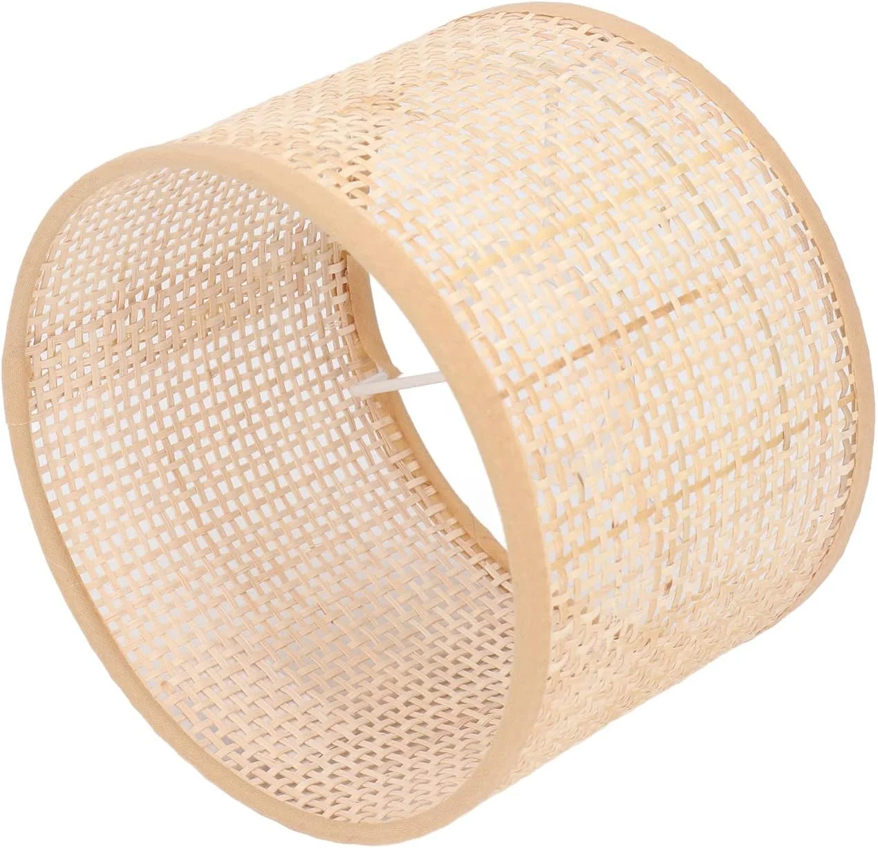 آباژور حصیری Depisuta، سرپیچ E27 E14، آباژور دستبافت ظریف، پوشش چراغ آویز ضد گرد و غبار با طرح توری مربعی، مناسب دکور اتاق نشیمن، آشپزخانه و اتاق خواب، 16x12x16 سانتی متر