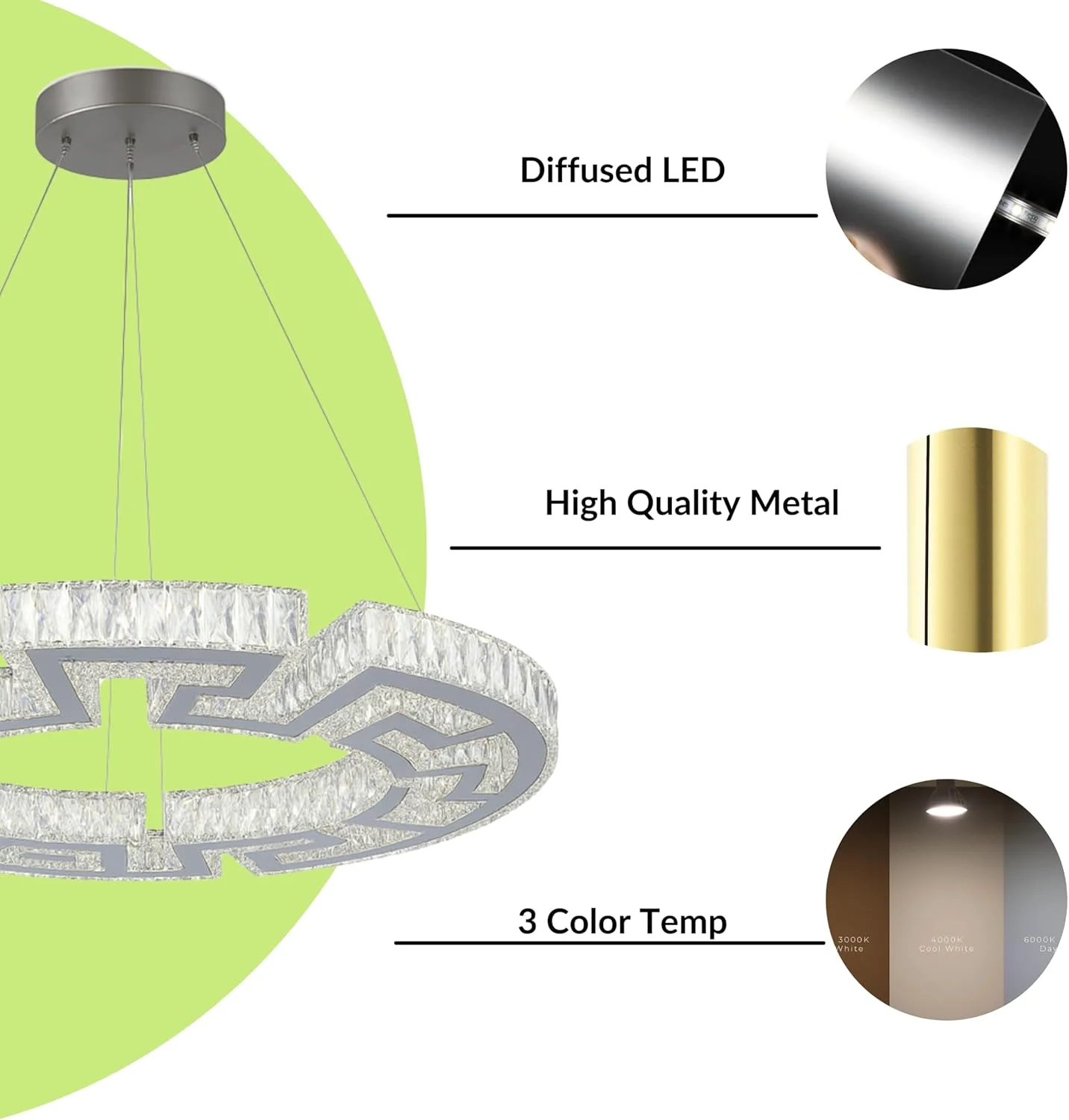 لوستر LED کریستالی AL FRIDAY | حلقه تزئینی به قطر 640 میلی متر | تنظیم نور و تغییر رنگ (سفید گرم/خنثی/سرد) با کنترل از راه دور | رنگ طلایی شامپاین | ارتفاع آویز قابل تنظیم لوستر LED کریستالی AL FRIDAY | حلقه تزئینی به قطر 640 میلی متر | تنظیم نور و تغییر رنگ (سفید گرم/خنثی/سرد) با کنترل از راه دور | رنگ طلایی شامپاین | ارتفاع آویز قابل تنظیم