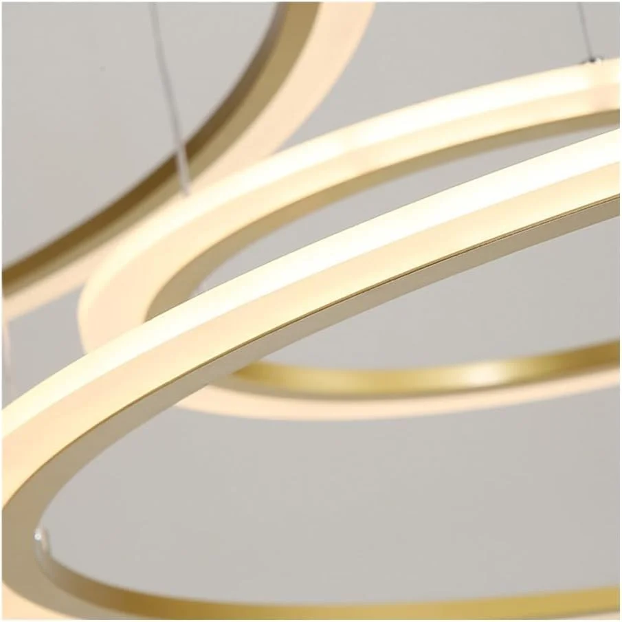 لوسترهای LED تزئینی مدرن، چراغ آویز سقفی طلایی بزرگ، 3 حلقه دایره ای شکل، قابل تنظیم نور، مناسب برای ورودی راهرو، اتاق نشیمن لوسترهای LED تزئینی مدرن، چراغ آویز سقفی طلایی بزرگ، 3 حلقه دایره ای شکل، قابل تنظیم نور، مناسب برای ورودی راهرو، اتاق نشیمن
