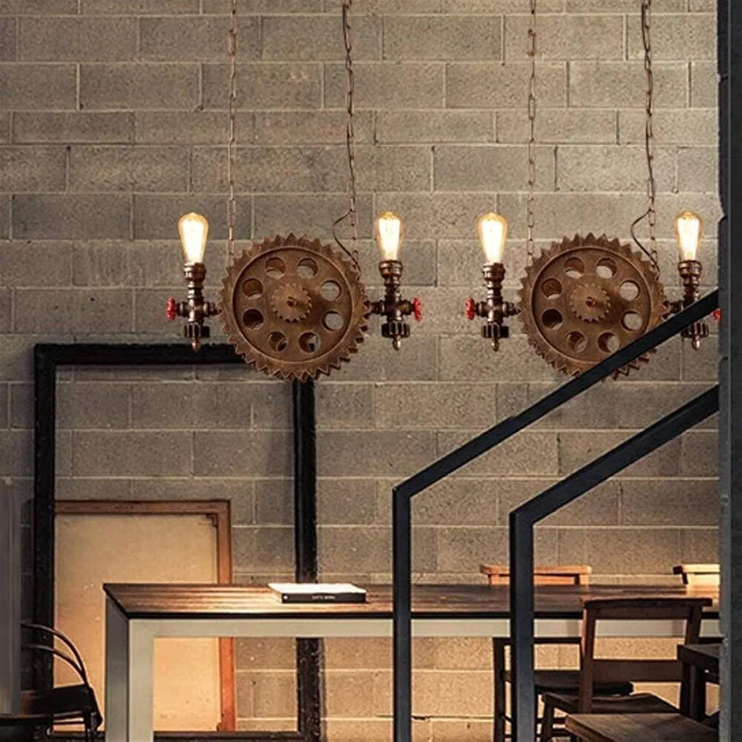 لوستر تزئینی فرفورژه وینتیج، لوستر لوله آب خلاقانه، مناسب اتاق نشیمن، اتاق خواب، مطالعه، هتل، کافه، سبک صنعتی، ابعاد L55cm * H32cm، سرپیچ E27، حداکثر توان 40 وات، انتقال نور قوی