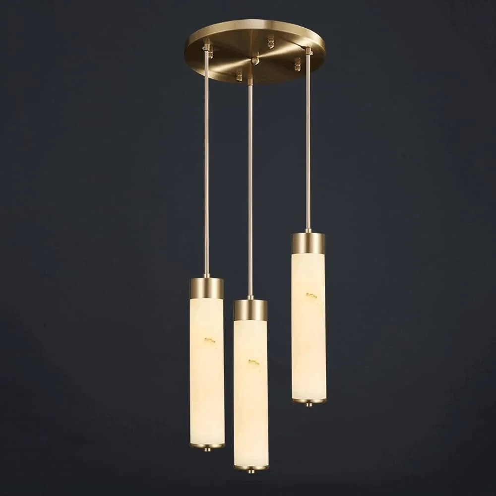 لوستر آویز استوانه ای بلند مرمری با نور LED، طراحی ساده و لوکس، مناسب برای بار، اتاق خواب، کنار تخت - چراغ آویز سقفی تزئینی، برای اتاق نشیمن، تک رنگ - 30 سانتی متر