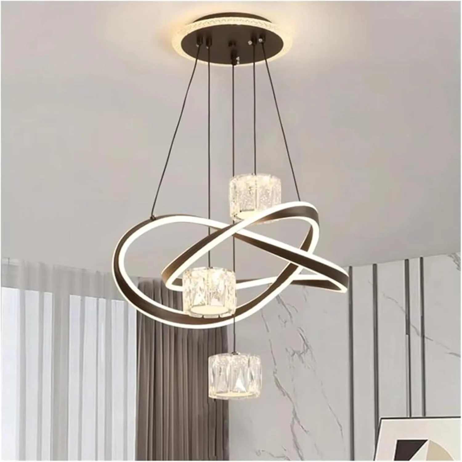 چراغ آویز دکوراسیون منزل، لوستر کریستالی لوکس اتاق نشیمن، چراغ آویز اتاق غذاخوری، چراغ سقفی، لوستر روشنایی داخلی