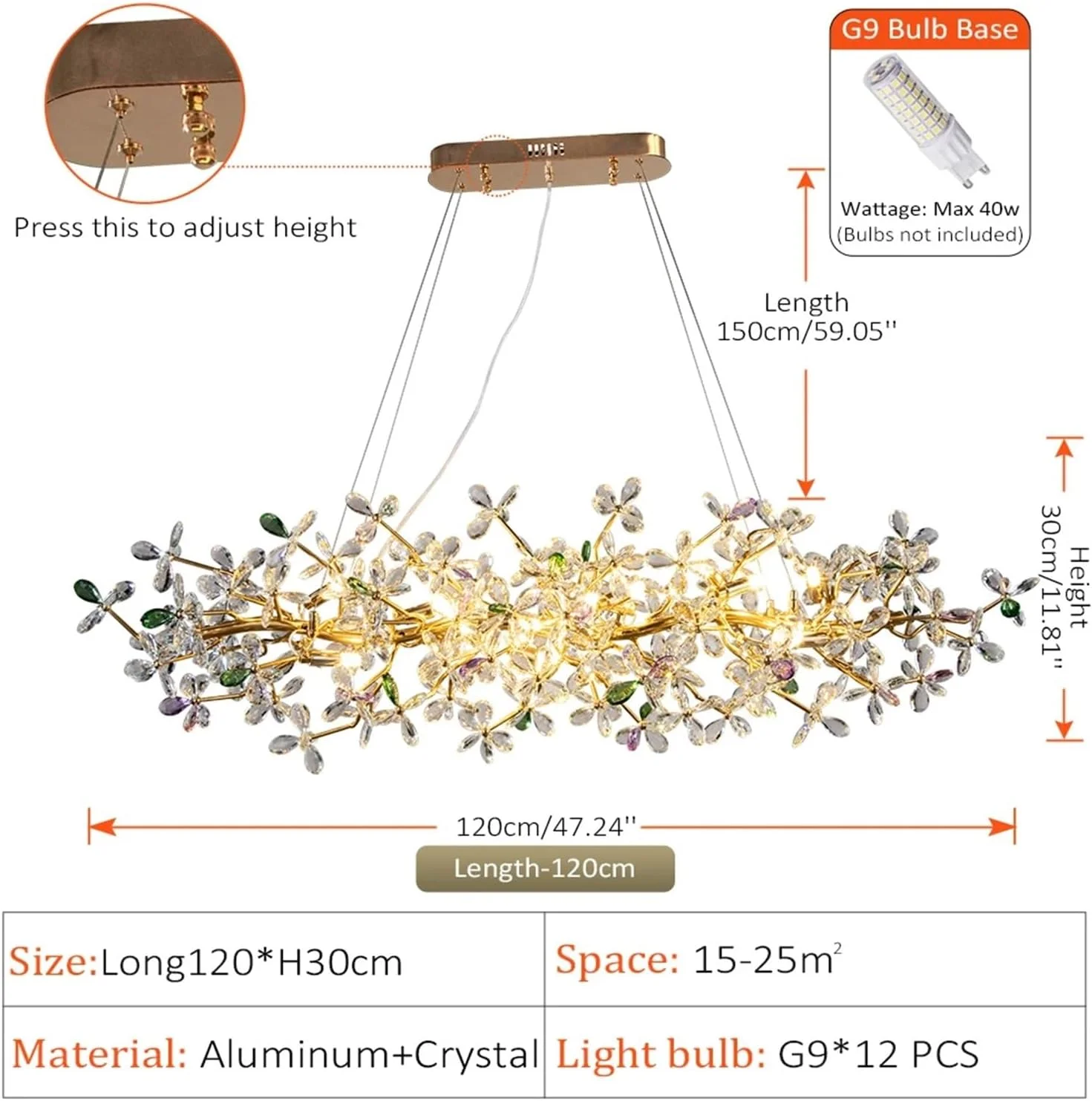 چراغ آویز کریستالی فرانسوی اتاق ناهارخوری G9 طلایی، سازگار با سقف ویلایی، چراغ لوکس، چراغ های گل کریستالی، دکور مدرن، سه رنگ - قطر 120 سانتی متر چراغ آویز کریستالی فرانسوی اتاق ناهارخوری G9 طلایی، سازگار با سقف ویلایی، چراغ لوکس، چراغ های گل کریستالی، دکور مدرن، سه رنگ - قطر 120 سانتی متر