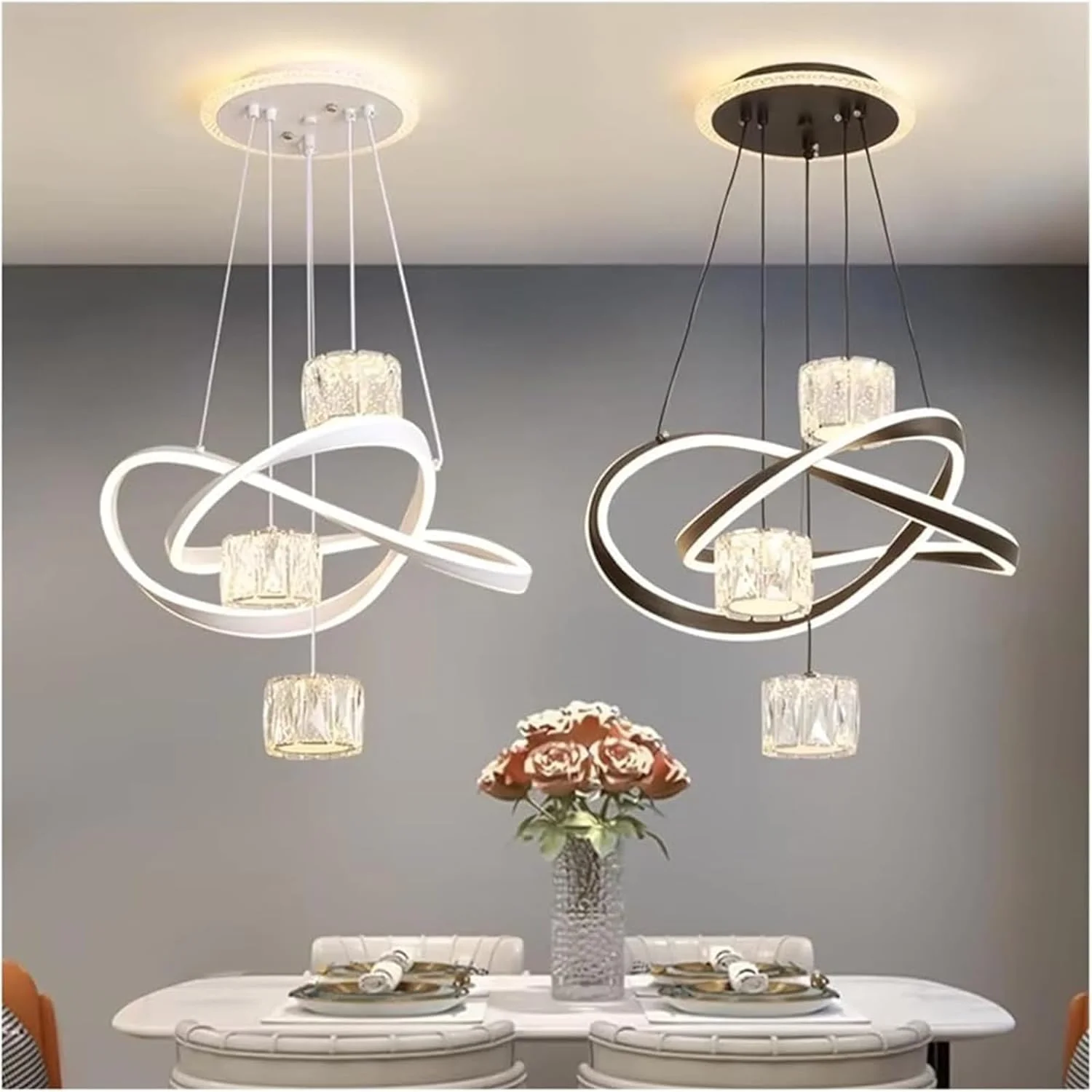 چراغ آویز دکوراسیون منزل، لوستر کریستالی لوکس اتاق نشیمن، چراغ آویز اتاق غذاخوری، چراغ سقفی، لوستر روشنایی داخلی