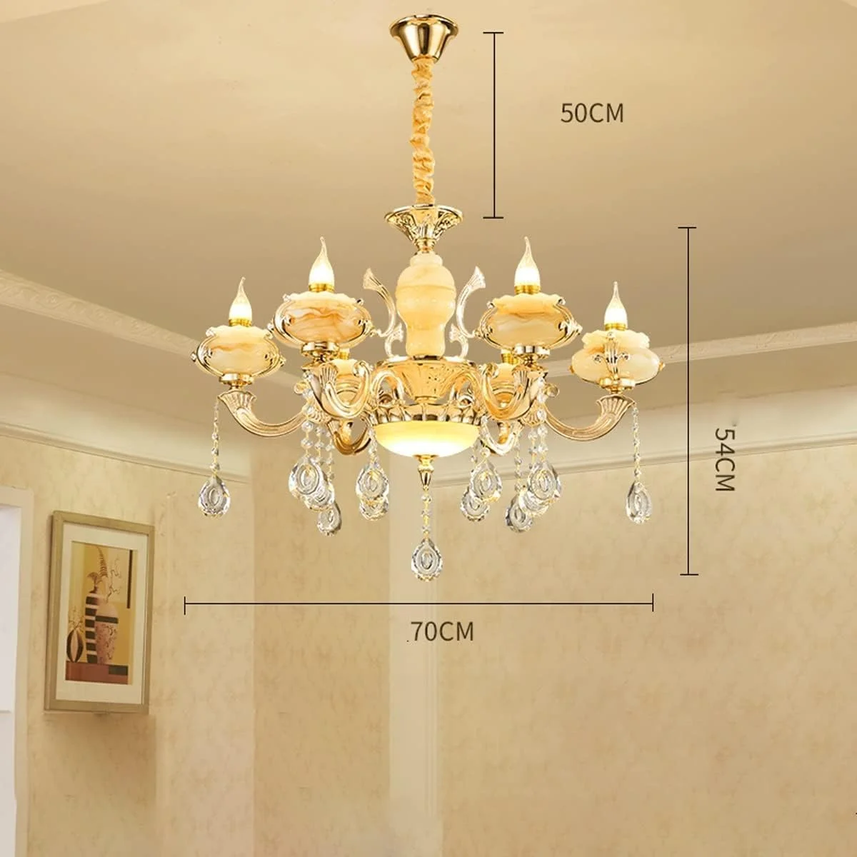 لوستر آویز کریستالی لوکس 6 شاخه با آلیاژ و شیدهای شیشه ای، مناسب برای ویلا، دوبلکس، راه پله و چراغ های سقفی لوستر آویز کریستالی لوکس 6 شاخه با آلیاژ و شیدهای شیشه ای، مناسب برای ویلا، دوبلکس، راه پله و چراغ های سقفی