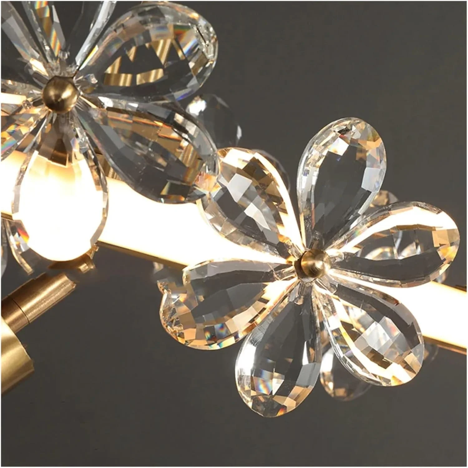 لوستر گل کریستالی طلایی، لوستر لوکس اتاق نشیمن، چراغ آویز خطی، دکور مدرن، سفید سرد - 100 سانتی متر لوستر گل کریستالی طلایی، لوستر لوکس اتاق نشیمن، چراغ آویز خطی، دکور مدرن، سفید سرد - 100 سانتی متر