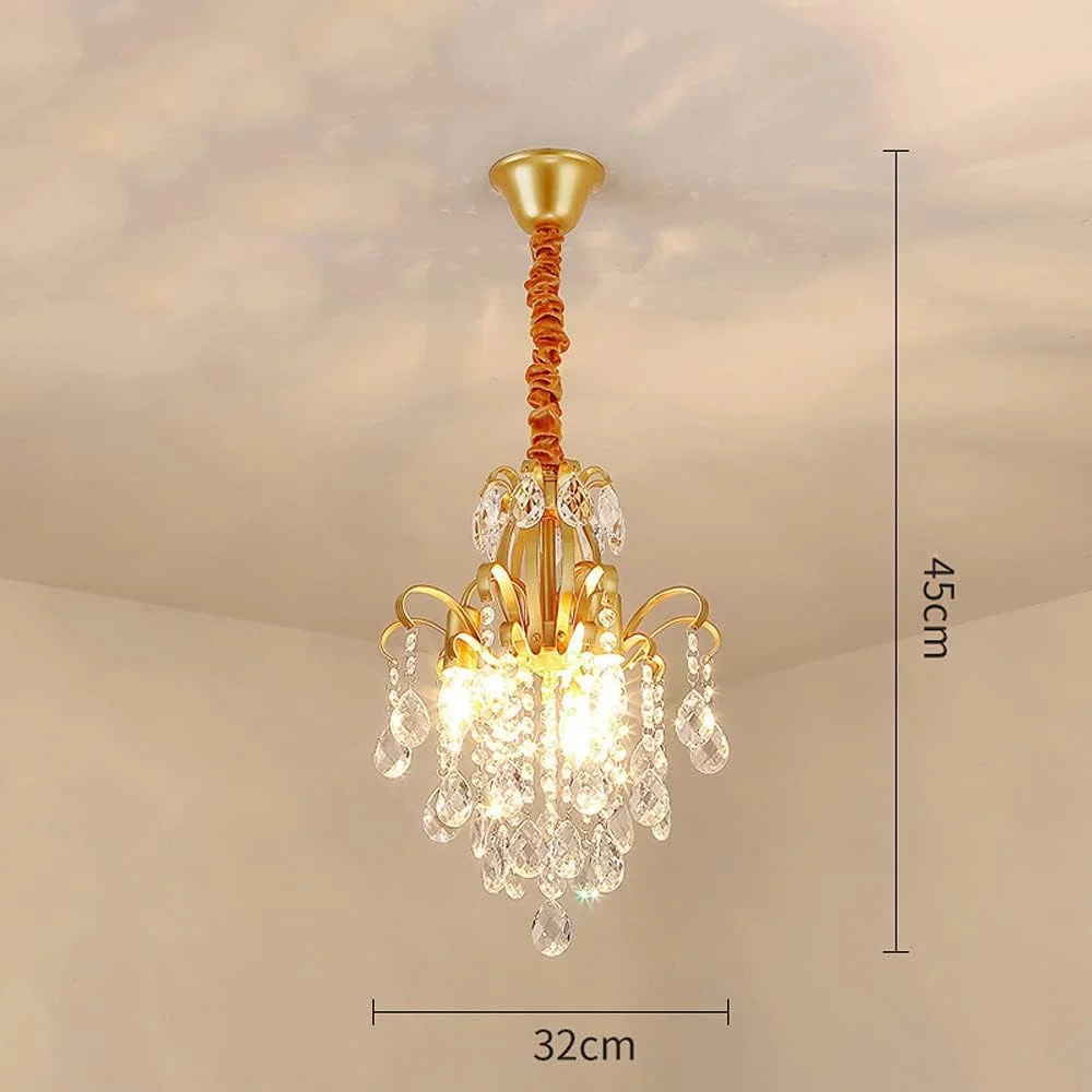 لوستر کریستالی E14، چراغ سقفی با نصب آسان، 3 طبقه، آویز کریستالی طرح قطره باران، دکور مدرن، تک رنگ - 32 سانتی متر