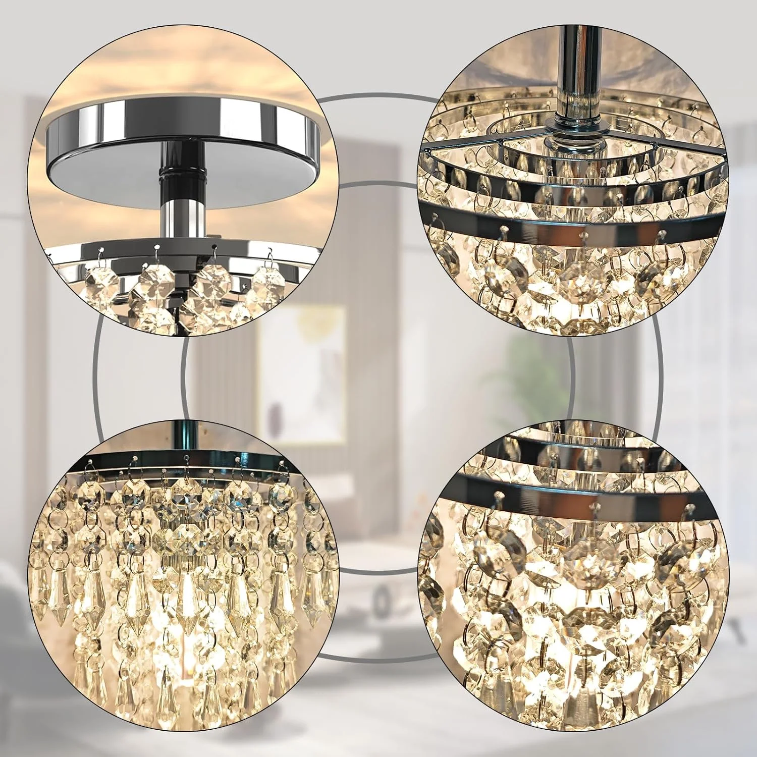 لوسترهای کریستالی مدرن، چراغ سقفی کریستالی 3 طبقه طرح قطره باران، چراغ سقفی راهرو مناسب ورودی، سرسرا، اتاق لباس، اتاق غذاخوری، لامپ های E14 شامل (کروم)