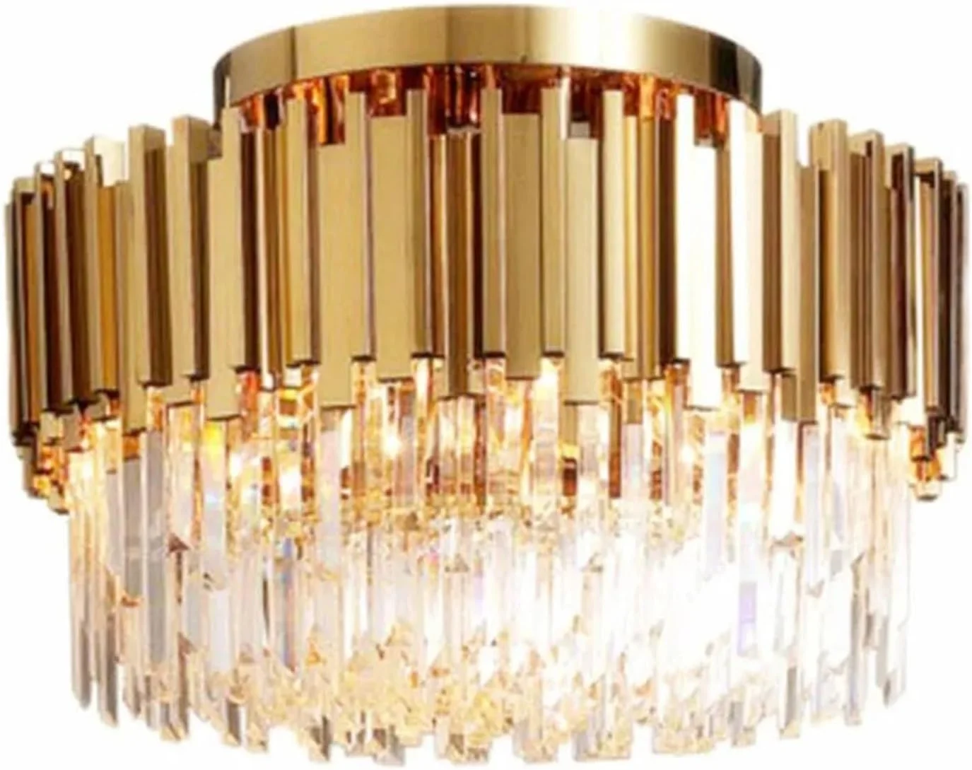 لوستر کریستالی لوکس اتاق نشیمن، مدرن، طلایی، گرد، لامپ ال ای دی، روشنایی داخلی خانه، دکور مدرن، تک رنگ - قطر 80 سانتی متر ارتفاع 40 سانتی متر