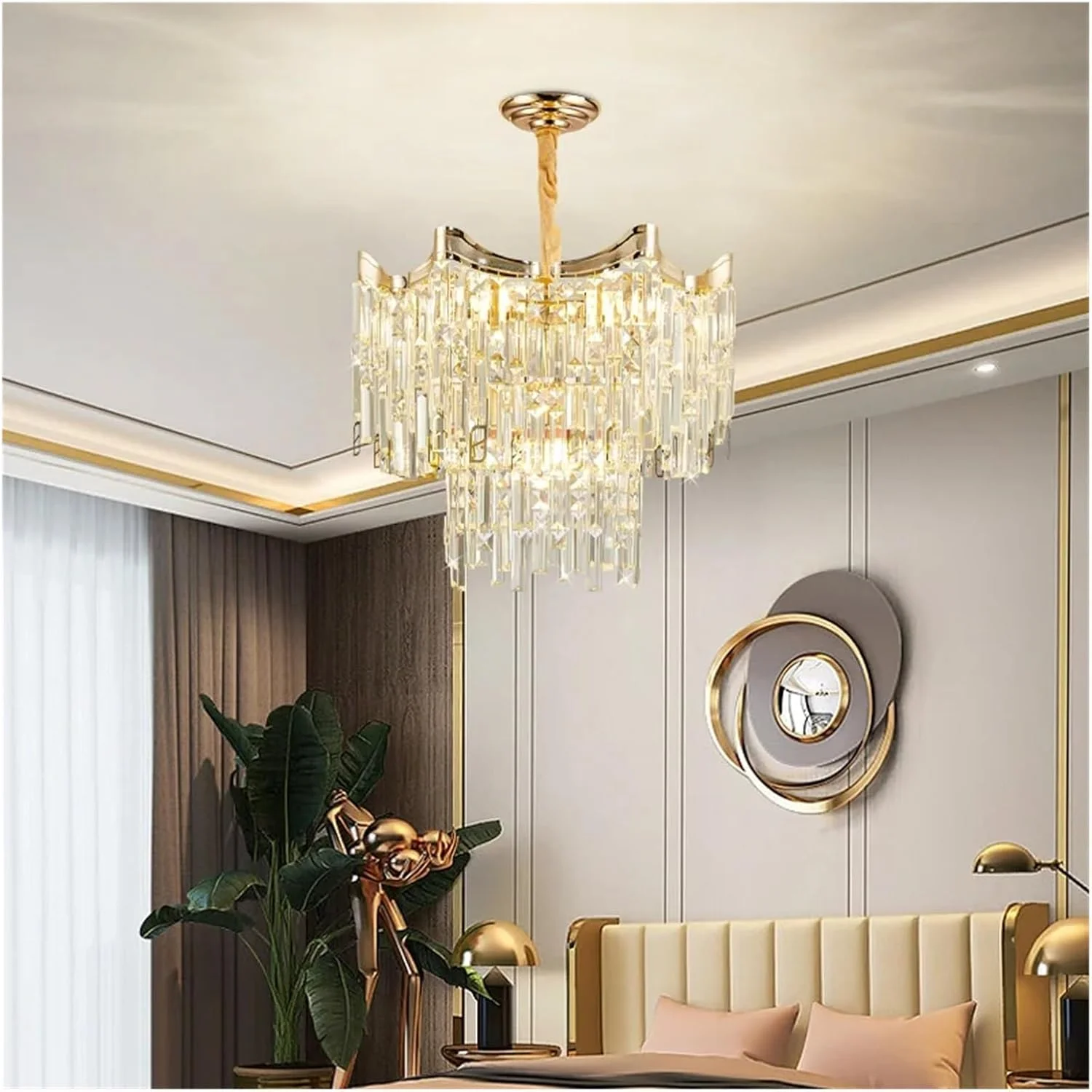 لوستر آویز LED کریستالی طلایی لوکس مناسب اتاق نشیمن، مرکز خرید، دکوراسیون سالن هتل، لامپ آویز، دکور مدرن، تک رنگ - 80 سانتی متر لوستر آویز LED کریستالی طلایی لوکس مناسب اتاق نشیمن، مرکز خرید، دکوراسیون سالن هتل، لامپ آویز، دکور مدرن، تک رنگ - 80 سانتی متر