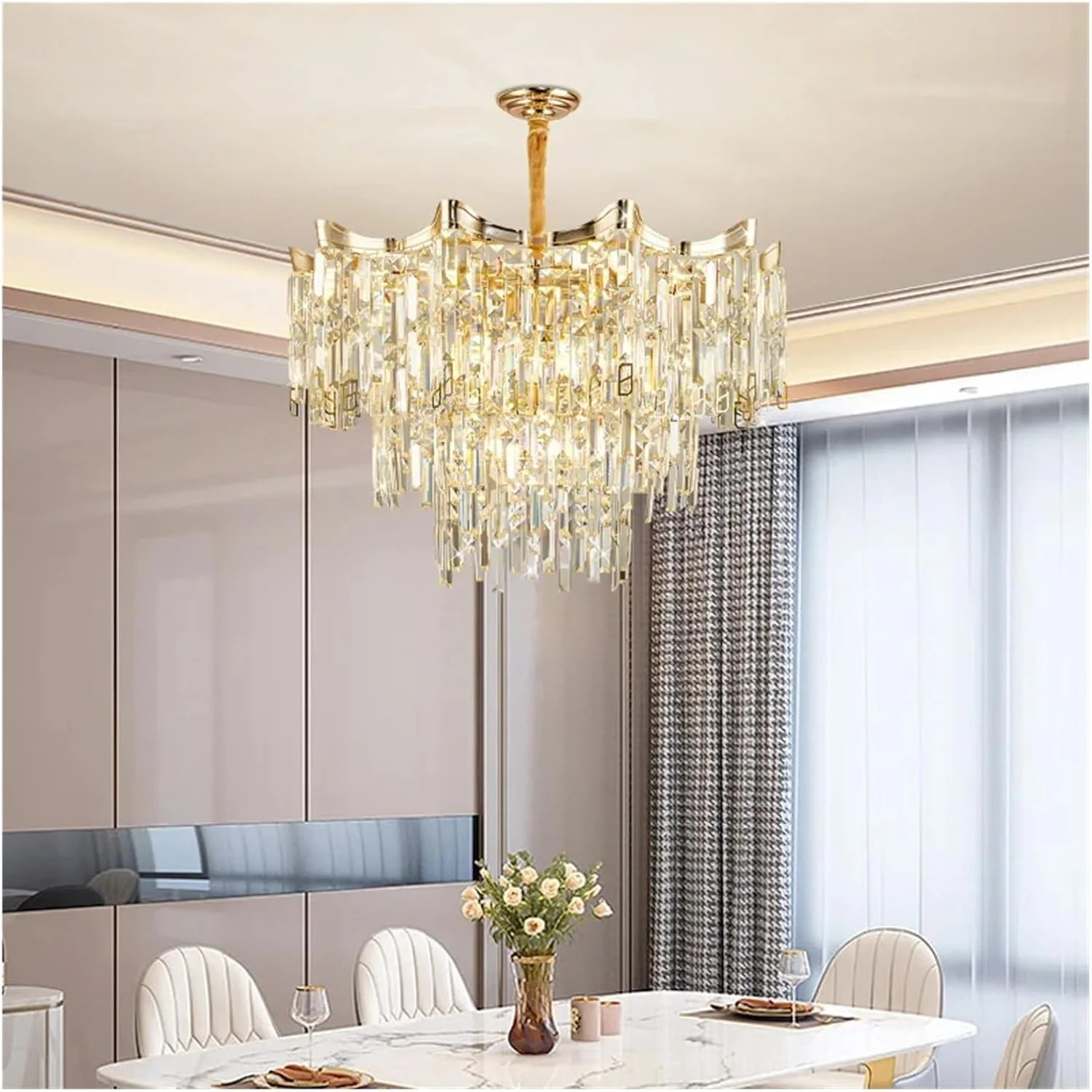 لوستر کریستالی طلایی لوکس، چراغ آویز LED برای دکوراسیون اتاق نشیمن، مرکز خرید، هتل، سالن، لامپ آویز، دکور مدرن، تک رنگ - 50 سانتی متر لوستر کریستالی طلایی لوکس، چراغ آویز LED برای دکوراسیون اتاق نشیمن، مرکز خرید، هتل، سالن، لامپ آویز، دکور مدرن، تک رنگ - 50 سانتی متر