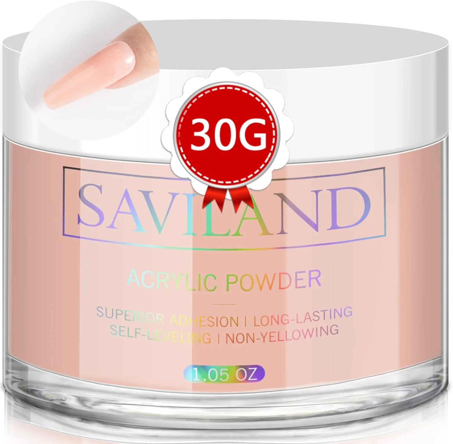 پودر اکریلیک صورتی ساویلند - 30 گرم پودر اکریلیک رنگی حرفه ای برای اکستنشن ناخن های اکریلیک، پودر پلیمری اکریلیک طراحی ناخن سه بعدی، بدون نیاز به لامپ ناخن