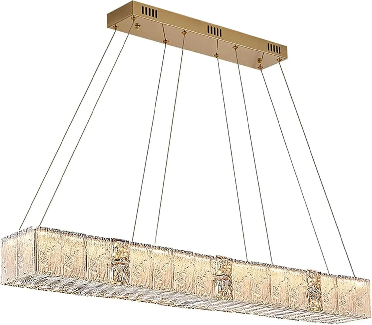 لوستر کریستالی طلایی مدرن، چراغ آویز قابل تنظیم نور برای اتاق ناهارخوری، مناسب برای بالای میز، چراغ آویز خطی منحصر به فرد برای نشیمن، جزیره آشپزخانه و بار