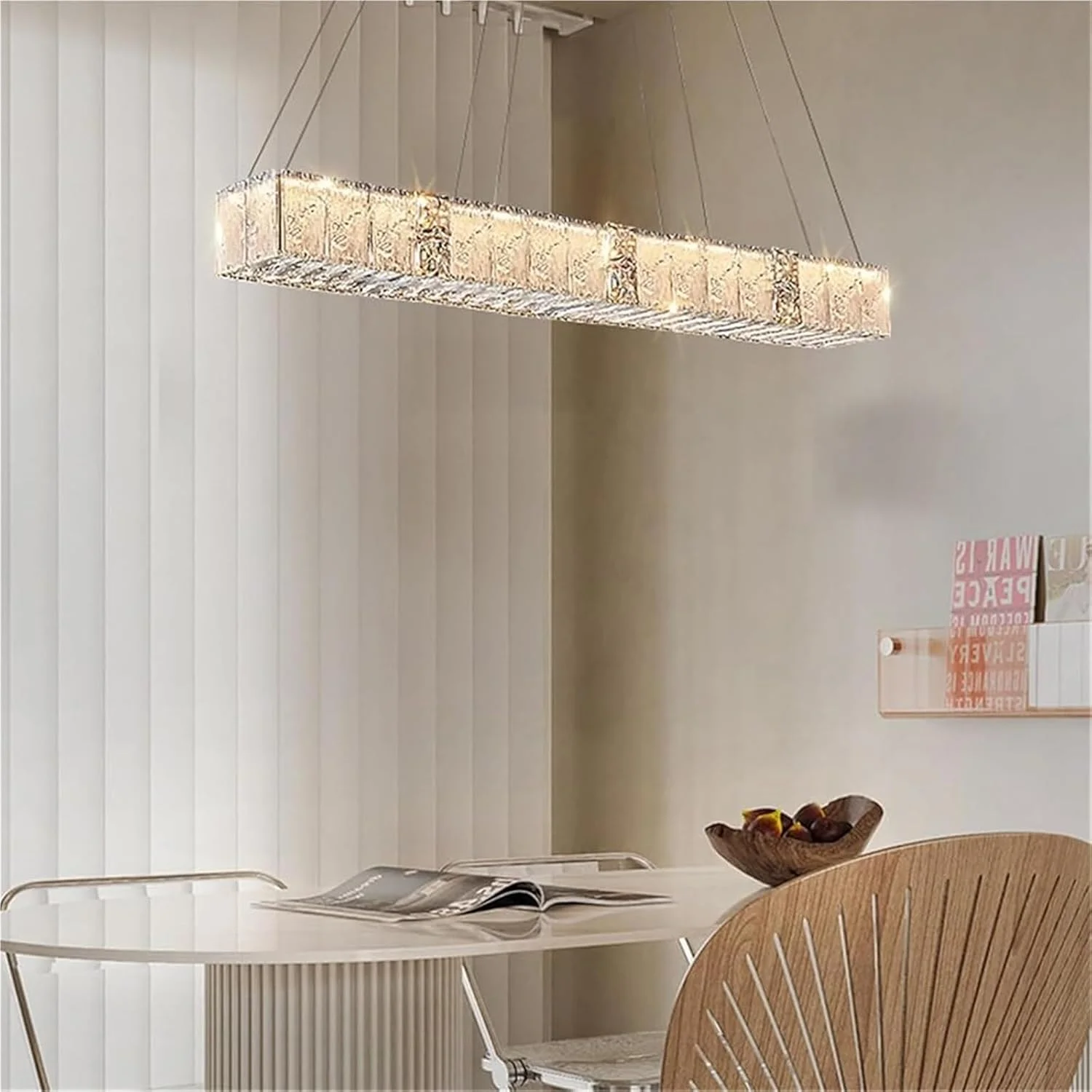 لوستر کریستالی طلایی مدرن، چراغ آویز قابل تنظیم نور برای اتاق ناهارخوری، مناسب برای بالای میز، چراغ آویز خطی منحصر به فرد برای نشیمن، جزیره آشپزخانه و بار