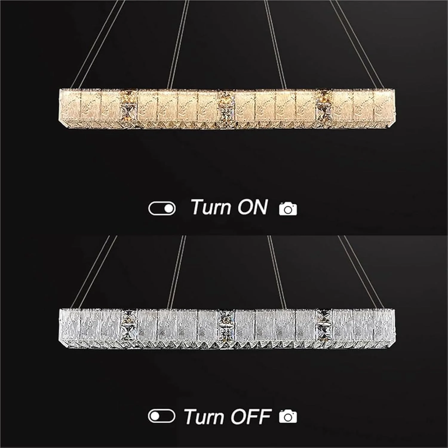 لوستر کریستالی طلایی مدرن، چراغ آویز قابل تنظیم نور برای اتاق ناهارخوری، مناسب برای بالای میز، چراغ آویز خطی منحصر به فرد برای نشیمن، جزیره آشپزخانه و بار