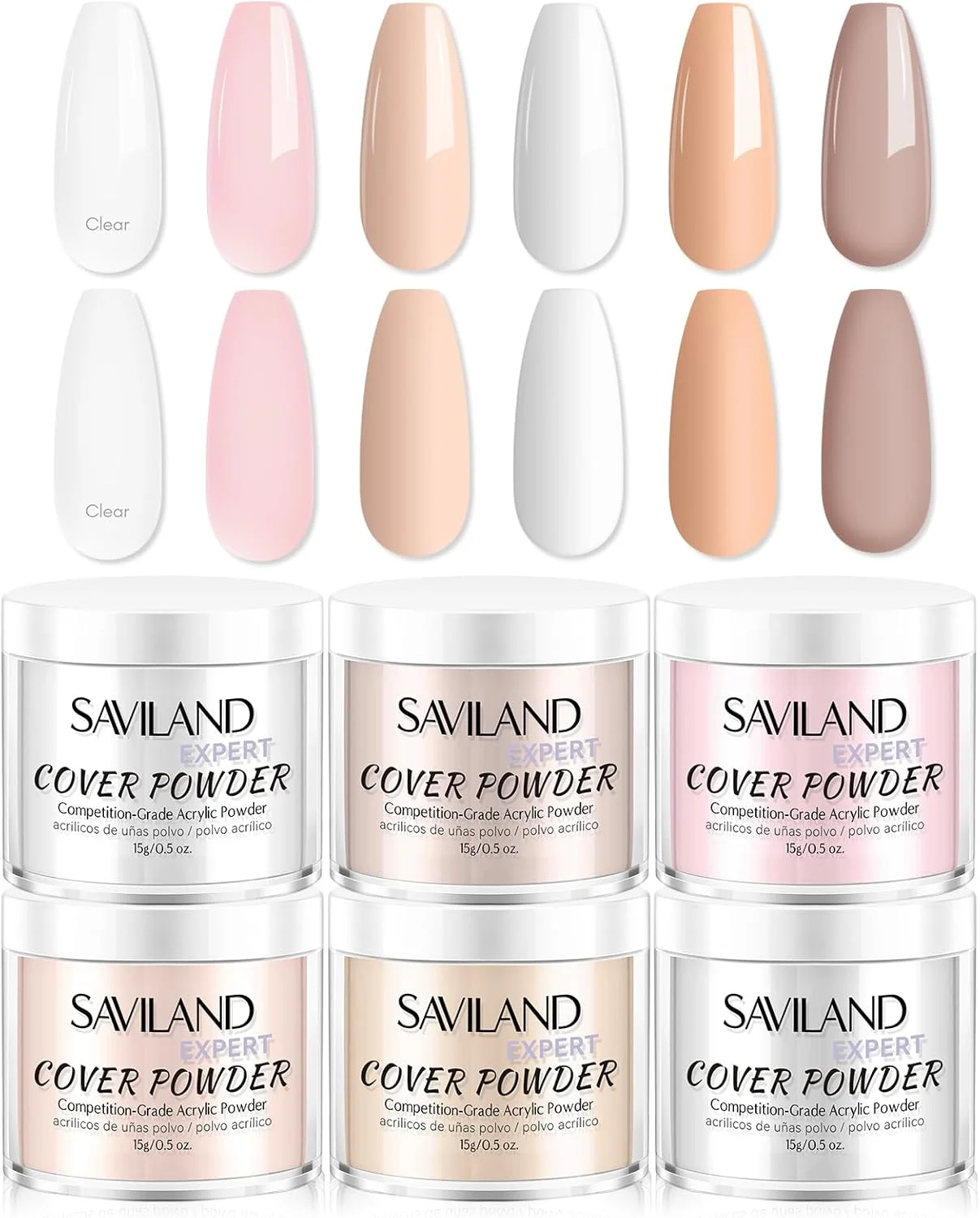 پودر اکریلیک Saviland: کیت حرفه ای ناخن اکریلیک، مجموعه پودر اکریلیک کراتین، پودر اکریلیک ناخن صورتی، شفاف و سفید، ناخن های اکریلیک قوی، مناسب متخصصان و استفاده در منزل، مراقبت و کاشت ناخن