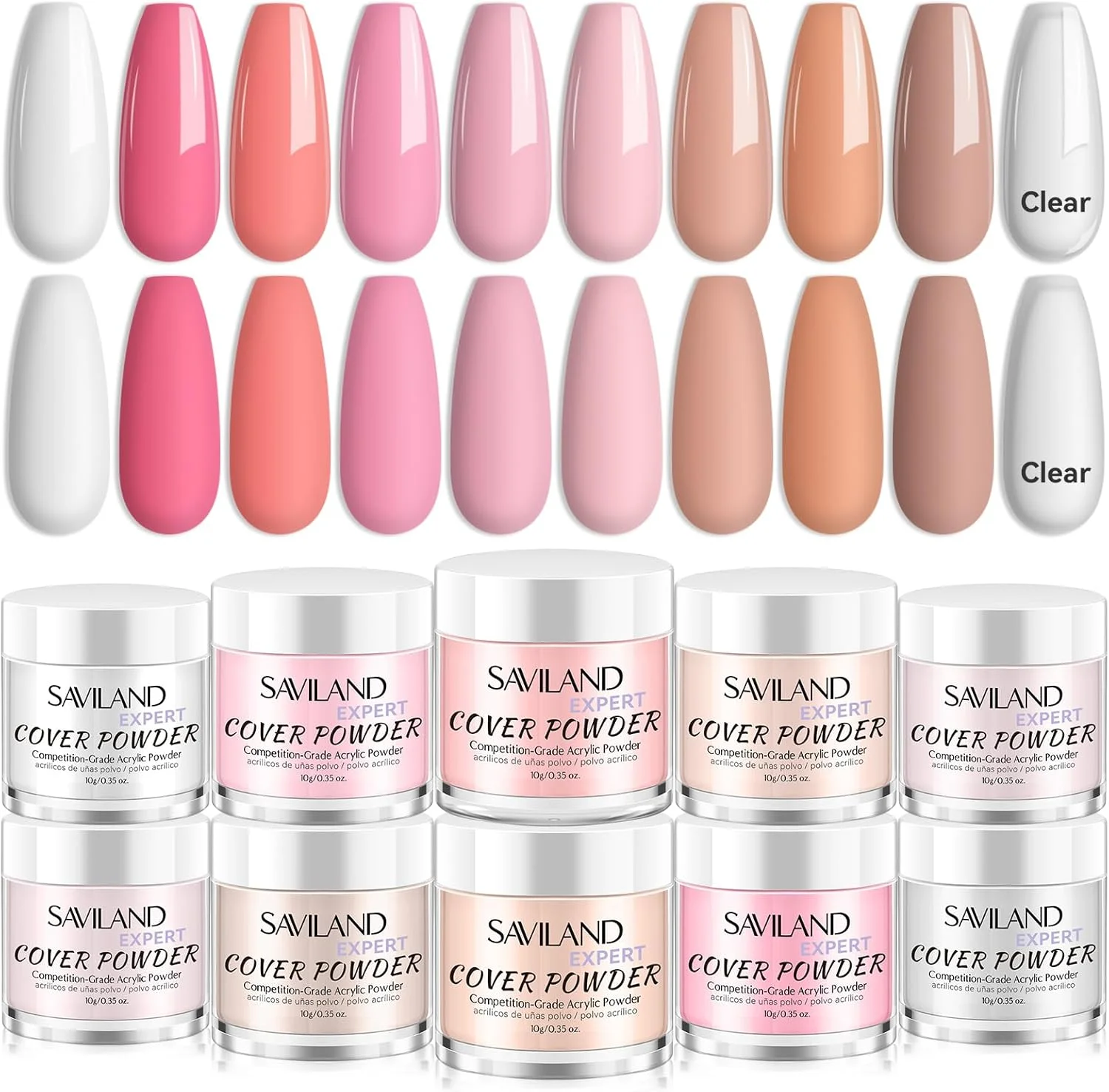 ست پودر اکریلیک Saviland: پودر ناخن اکریلیک کراتین 10 رنگ برهنه، پودر فوق العاده ظریف اکریلیک، اکستنشن ناخن، حکاکی ناخن، طراحی سه بعدی ناخن، خشک شدن سریع، طراحی ناخن های اکریلیک، سالن ناخن حرفه ای