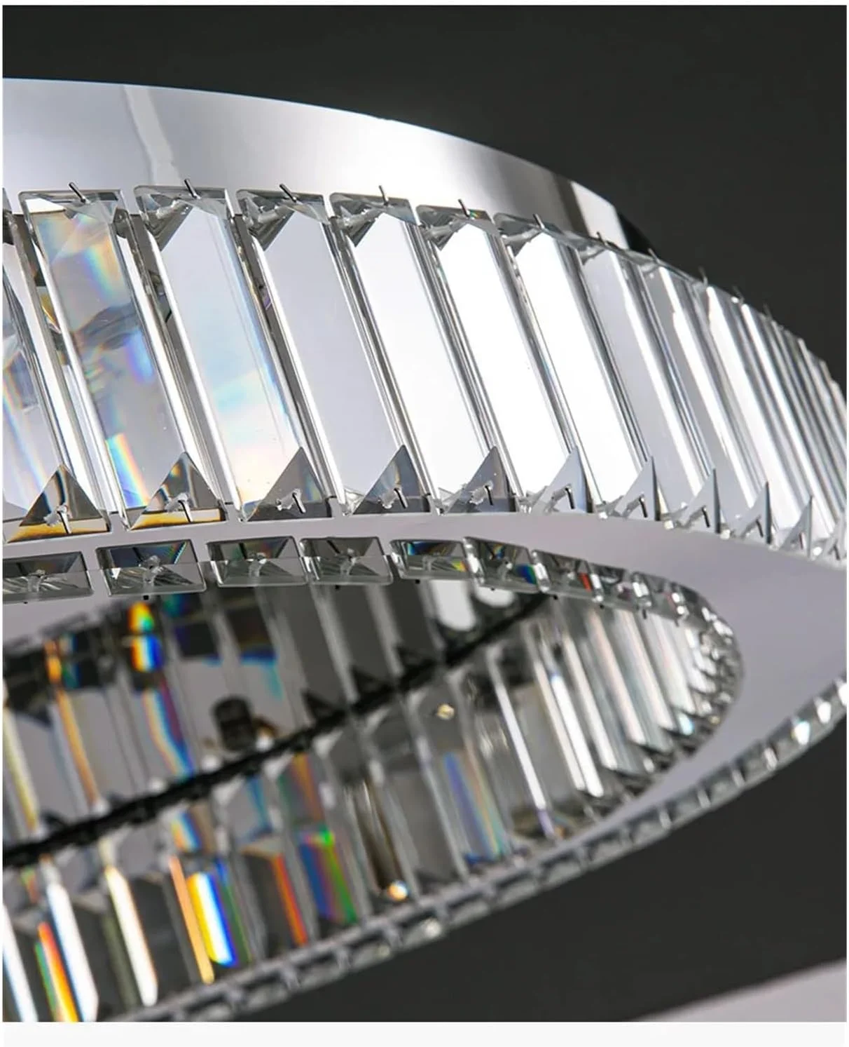 چراغ سقفی LED کریستالی مدرن، لوستر سقفی دایره ای، مناسب اتاق نشیمن، اتاق خواب، مطالعه، نورپردازی تزئینی داخلی، دکور مدرن، نقره ای - 50 سانتی متر
