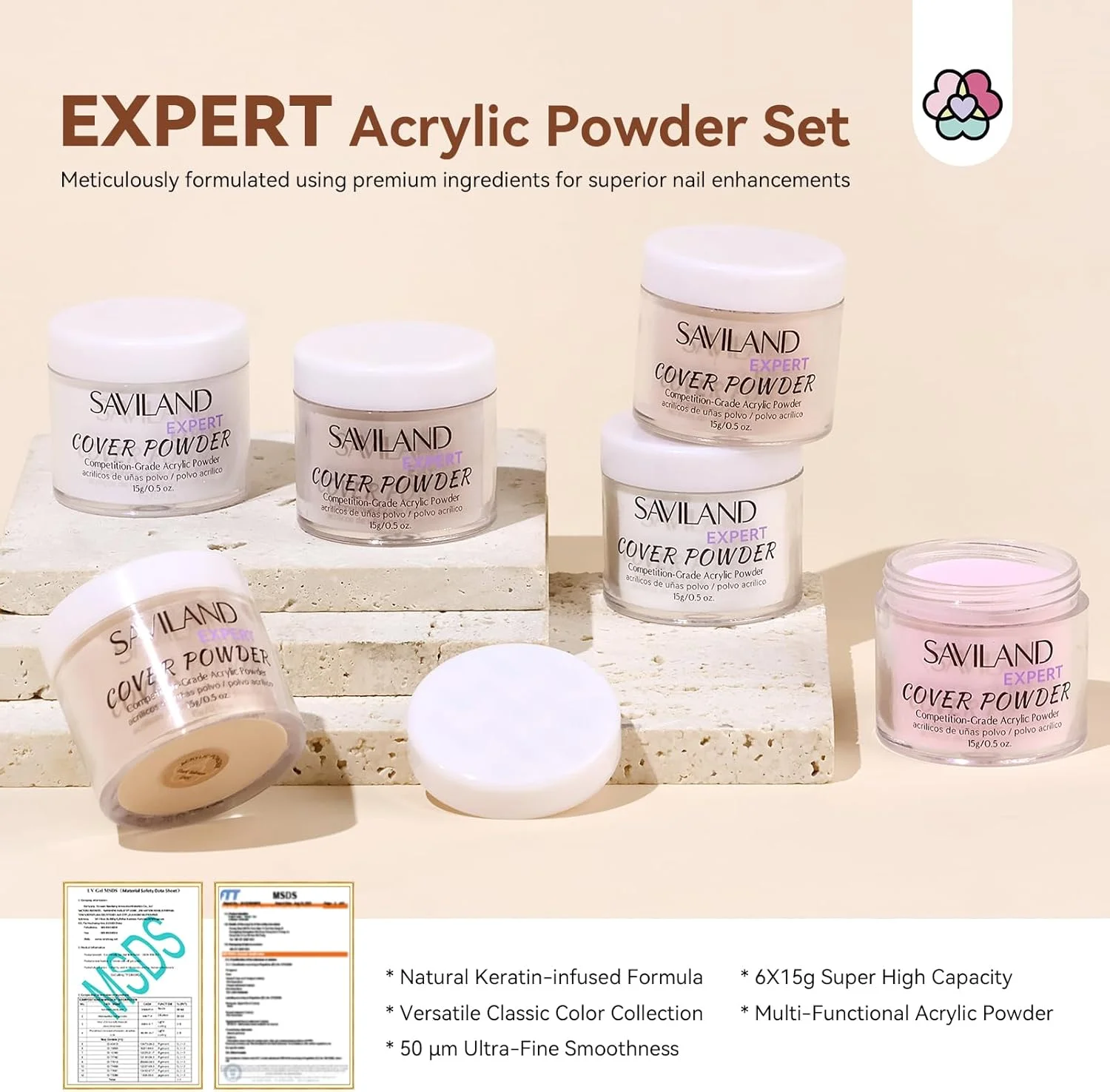پودر اکریلیک Saviland: کیت حرفه ای ناخن اکریلیک، مجموعه پودر اکریلیک کراتین، پودر اکریلیک ناخن صورتی، شفاف و سفید، ناخن های اکریلیک قوی، مناسب متخصصان و استفاده در منزل، مراقبت و کاشت ناخن