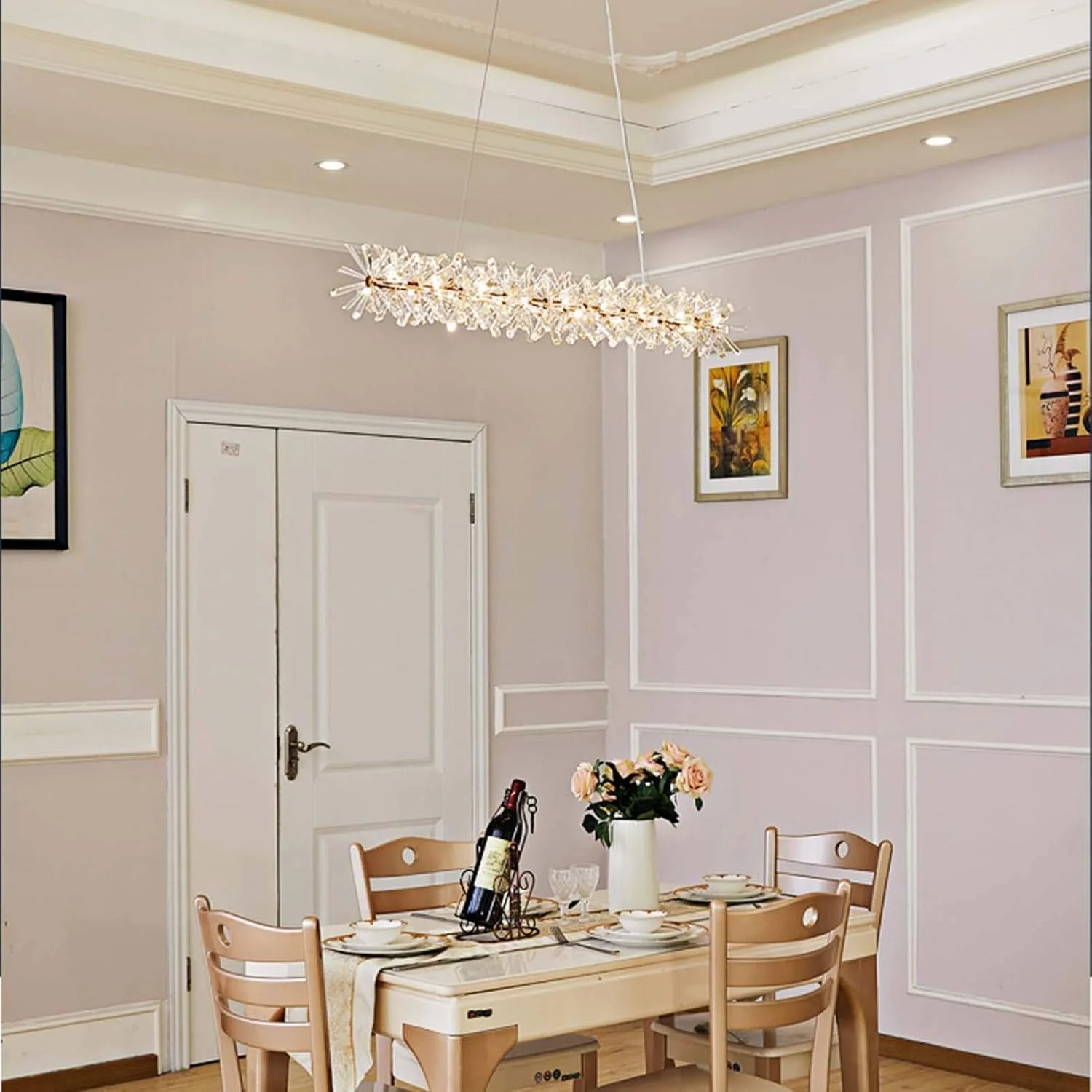 لوستر کریستالی مدرن نورپردازی G4 نوردیک، چراغ ساده اتاق نشیمن، چراغ خلاقانه اتاق خواب اصلی - مسی 100 سانتی متر