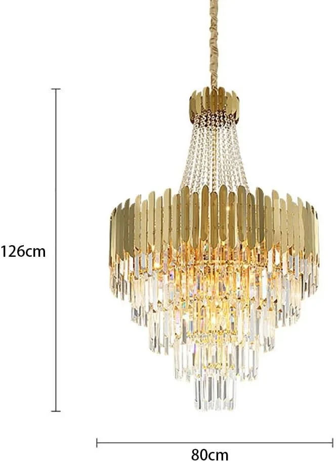 لوستر کریستالی LED لوکس مدرن گرد طلایی سقفی سازگار با دکوراسیون اتاق نشیمن، دکور مدرن، تک رنگ - 80 سانتی متر