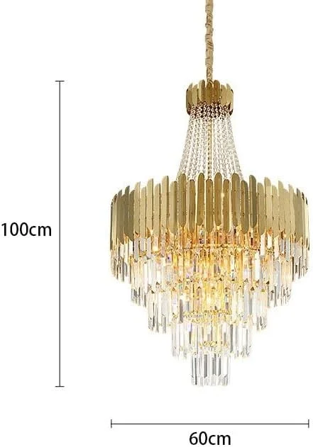 لوستر کریستالی ال ای دی لوکس مدرن گرد طلایی سقفی سازگار با دکوراسیون اتاق نشیمن، دکور مدرن، تک رنگ - 60 سانتی متر