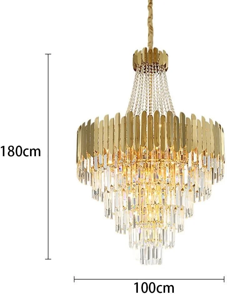 لوستر کریستالی ال ای دی لوکس مدرن گرد طلایی سازگار با دکوراسیون اتاق نشیمن، دکور مدرن، تک رنگ - 100 سانتی متر لوستر کریستالی ال ای دی لوکس مدرن گرد طلایی سازگار با دکوراسیون اتاق نشیمن، دکور مدرن، تک رنگ - 100 سانتی متر