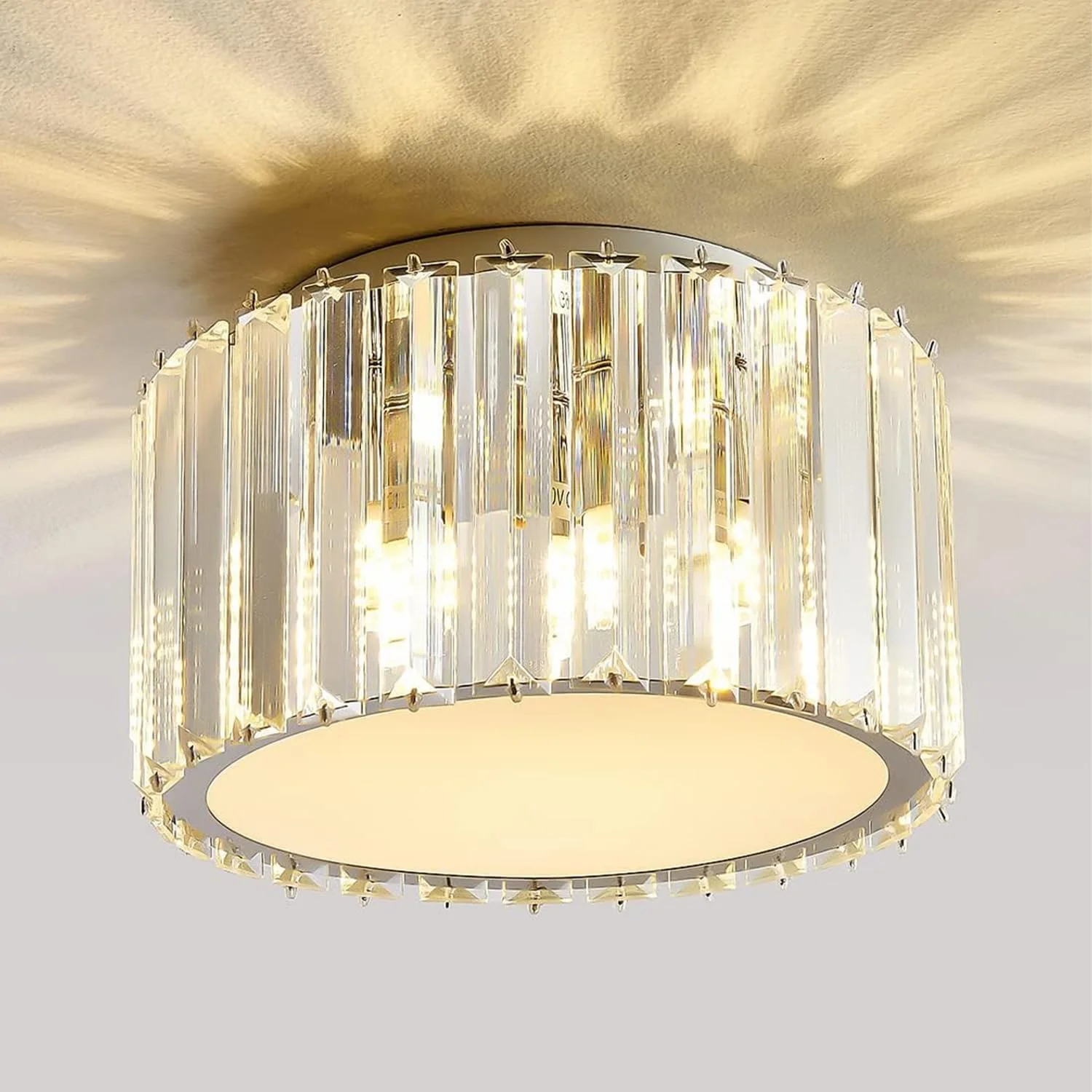 چراغ سقفی کریستالی مدرن، چراغ آویز کریستالی کوچک توکار، ارتفاع 12 سانتی متر x عرض 22 سانتی متر، مناسب برای چراغ های سقفی کریستالی کوچک (پایه لامپ: G9، لامپ شامل نمی شود)