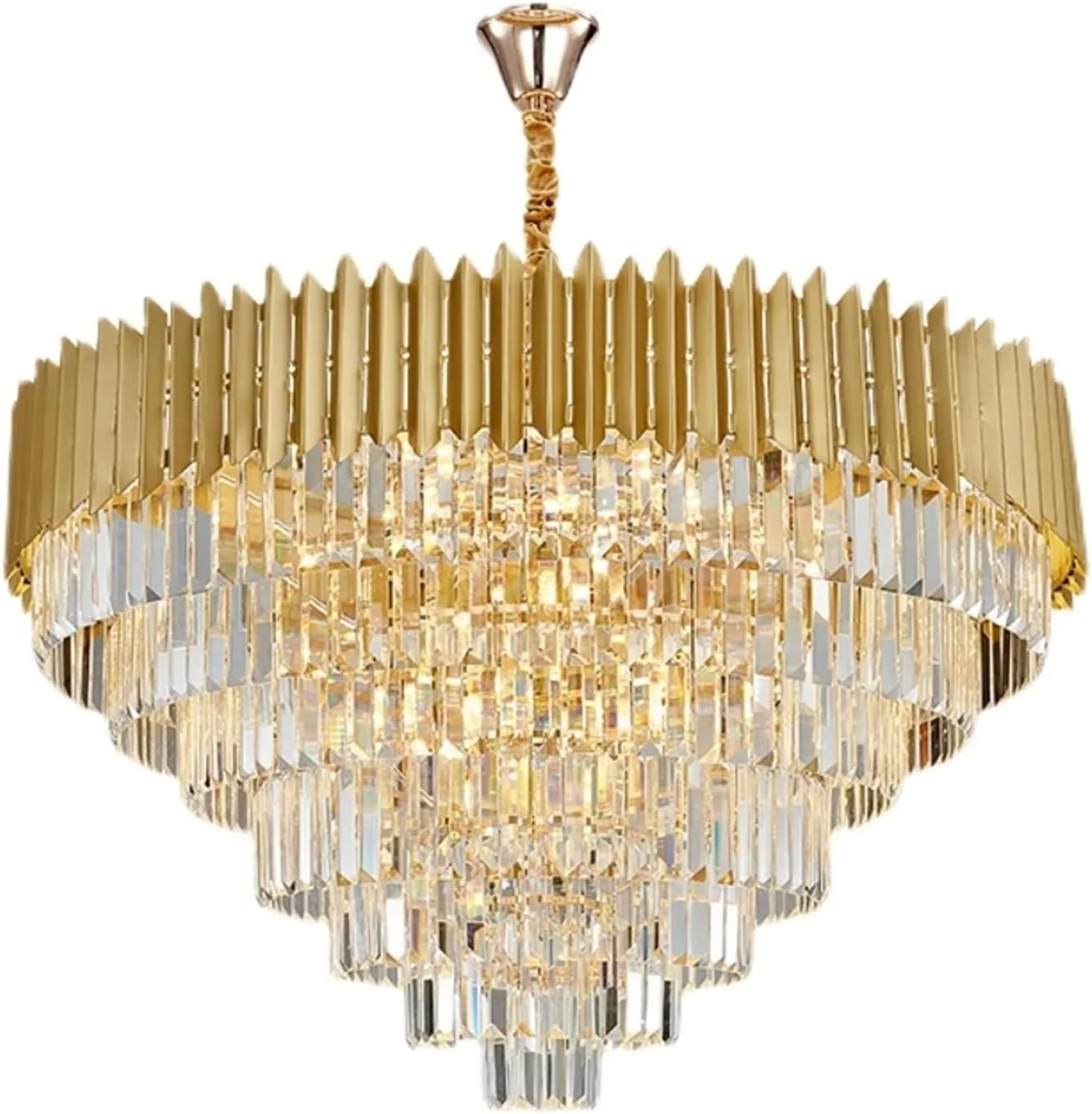 لوستر کریستالی ال ای دی لوکس مدرن گرد طلایی سازگار با دکوراسیون اتاق نشیمن، دکور مدرن، تک رنگ - 120 سانتی متر